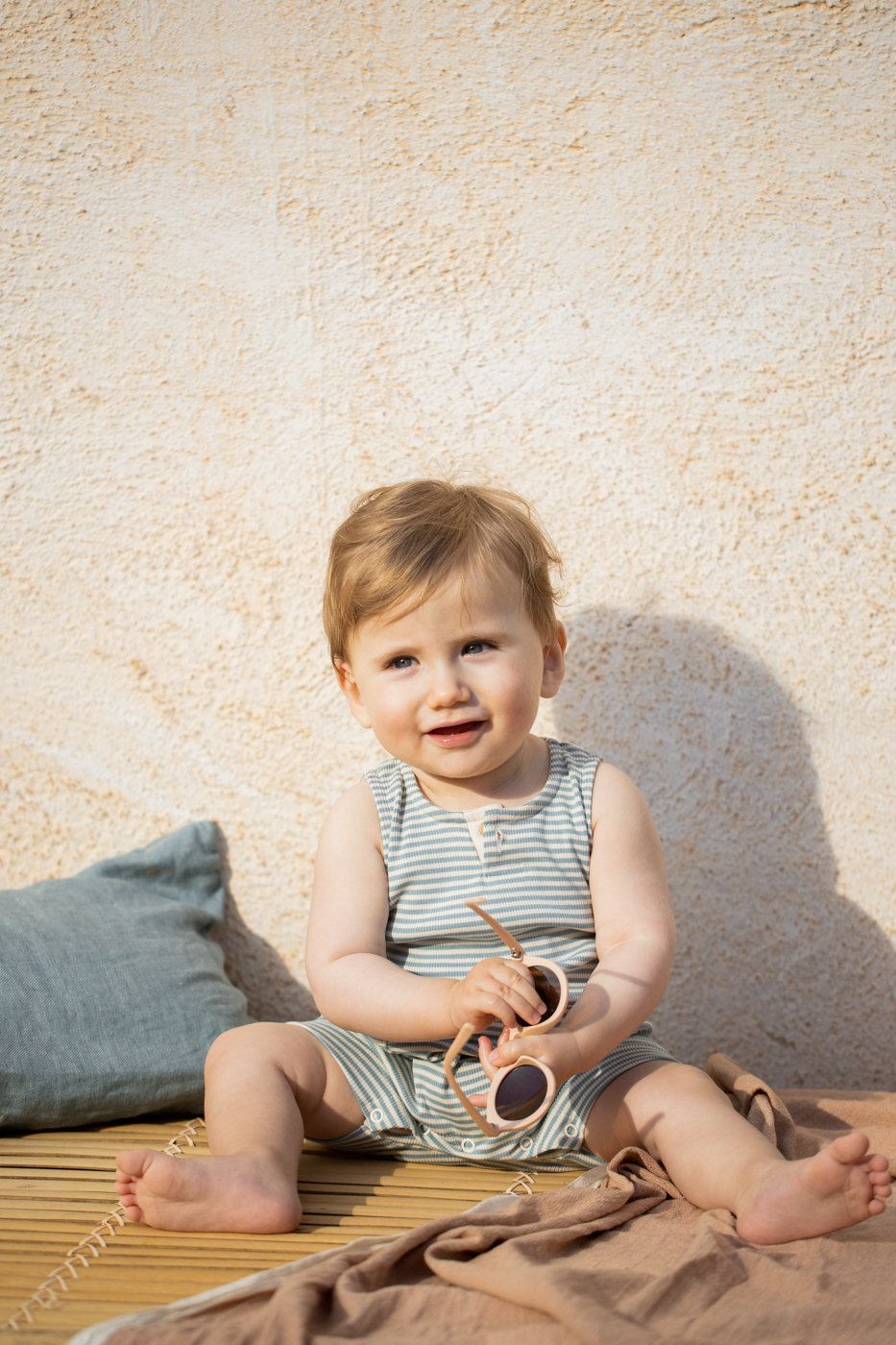 Barboteuse Mauro rayée - Abricot