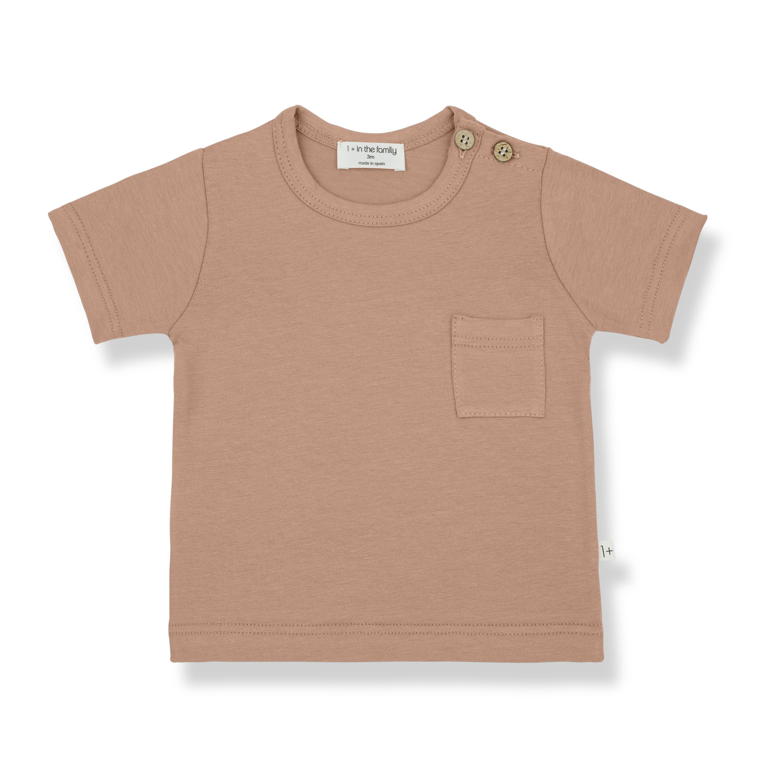 T-shirt bébé garçon en coton abricot avec manches courtes et poche – modèle Leon