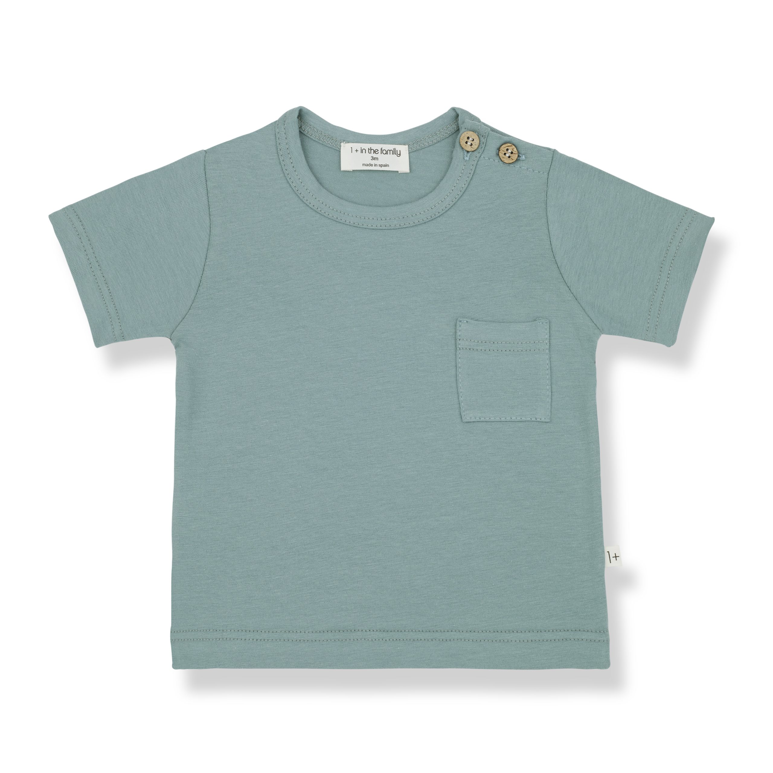 T-shirt bébé garçon en coton bleu vert avec boutons épaules