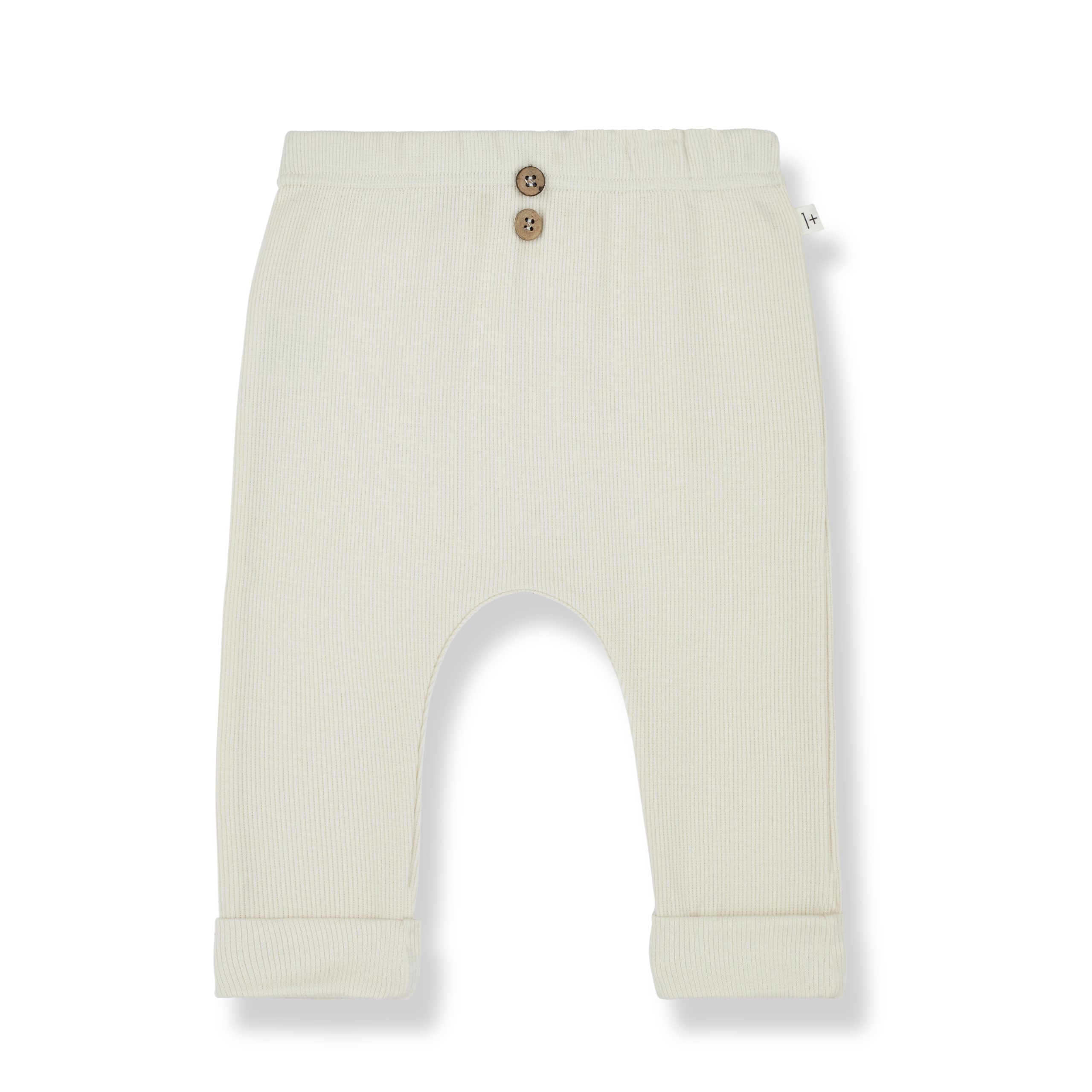 Legging bébé en coton ivoire Marti avec taille élastique, boutons fantaisie et revers – Today is Sunday