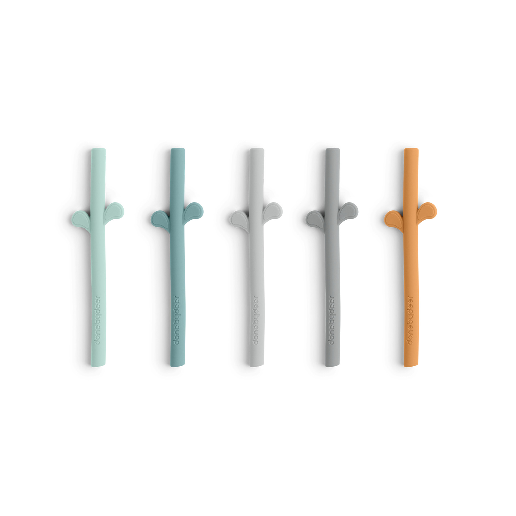 Lot de 5 pailles en silicone peekaboo - Bleu mixte Done by deer