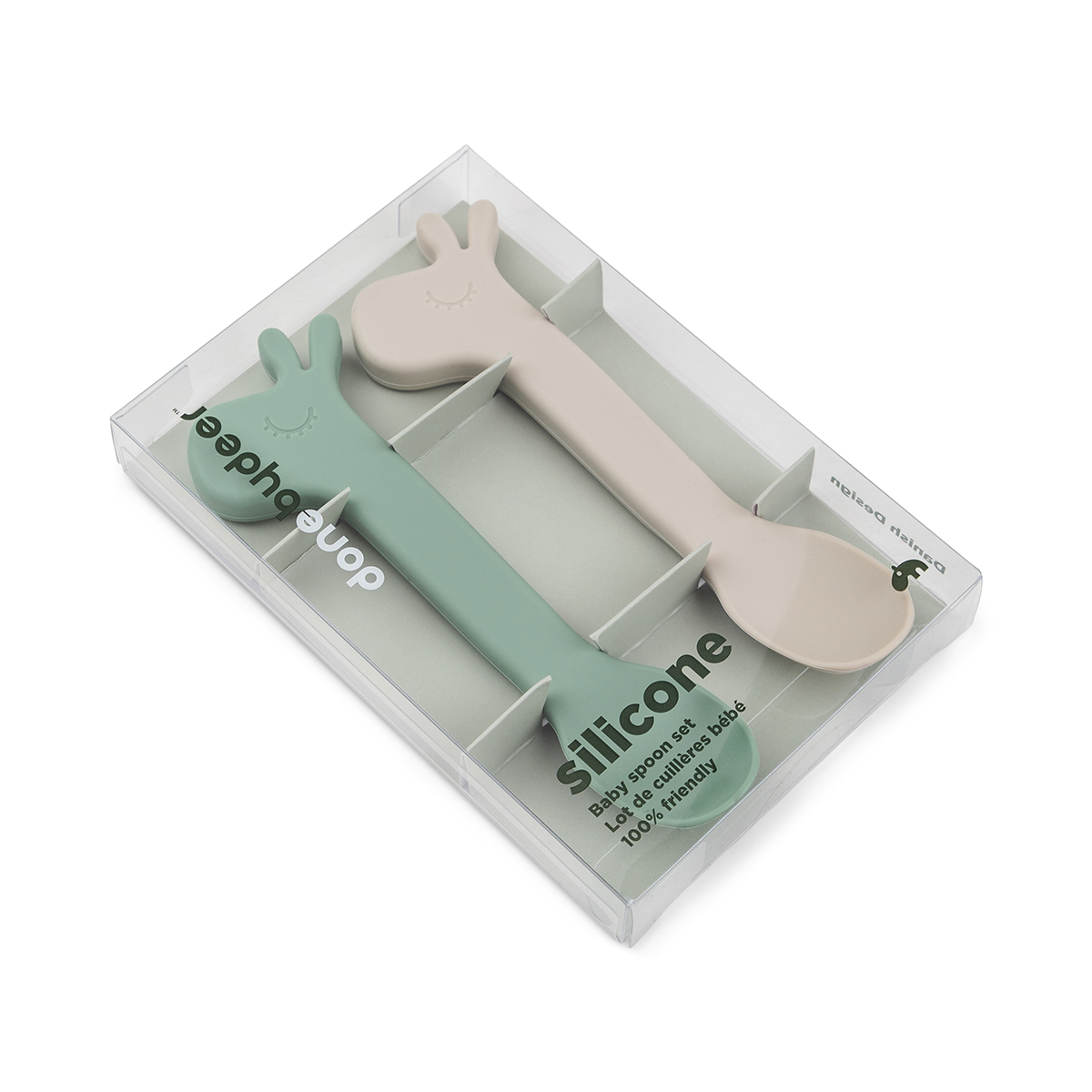 Set de 2 cuillères en silicone - Lalee Vert et Sable