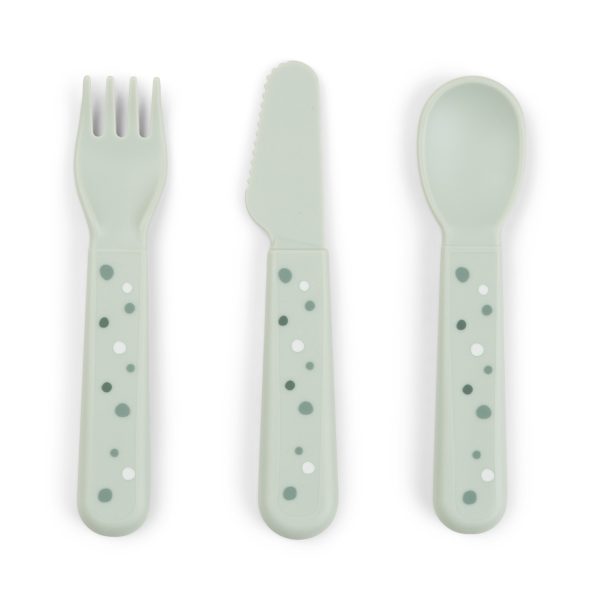 Set de 3 couverts foodie happy dots - Vert Done by deer