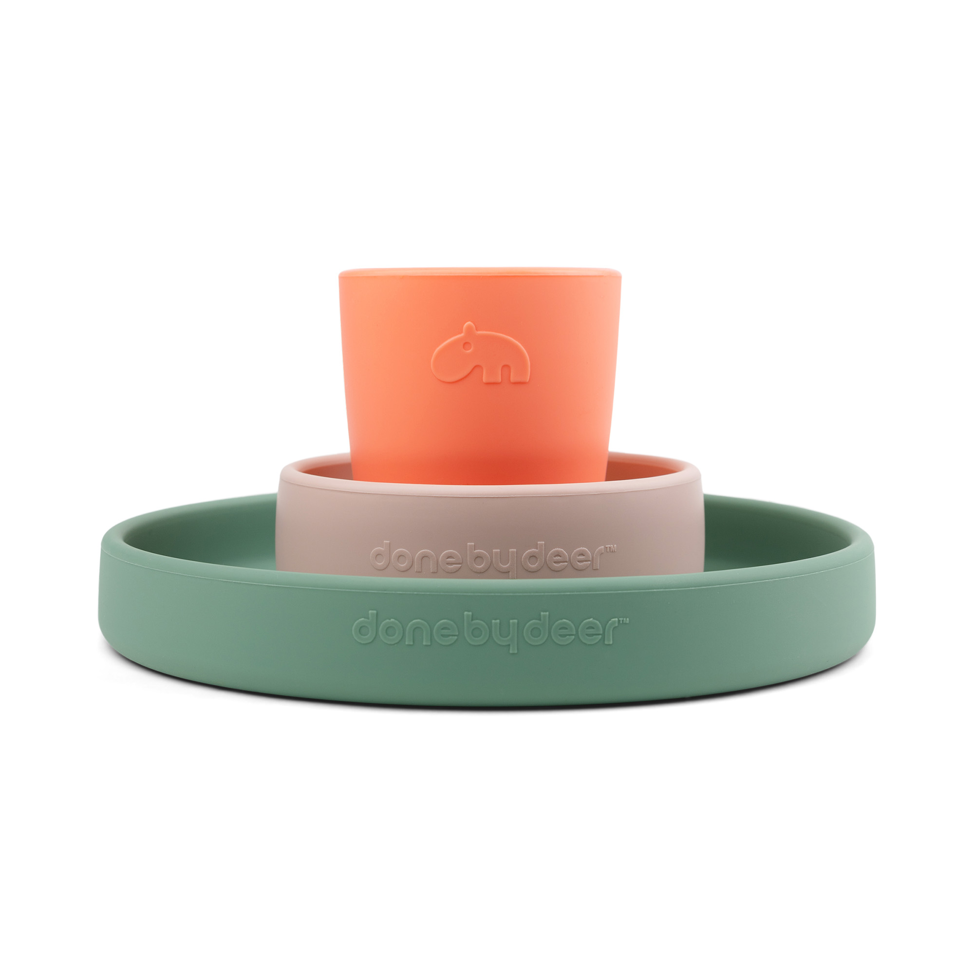 Coffret repas en silicone Croco - Vert Rose Corail