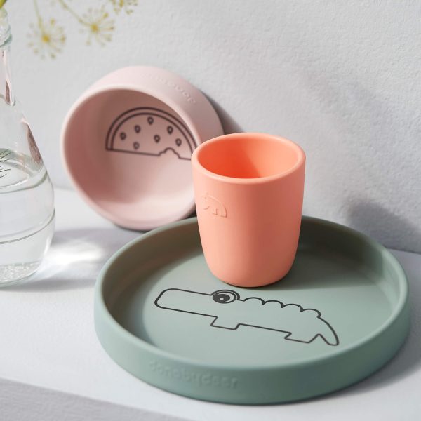 Coffret repas en silicone Croco - Vert Rose Corail Done by deer