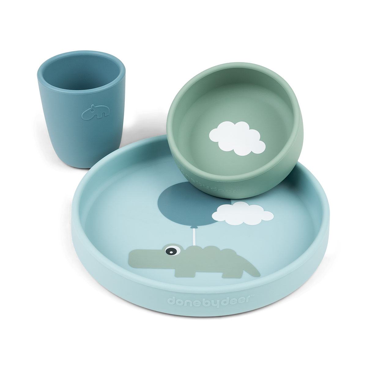 Coffret repas en silicone happy clouds - bleu Done by deer