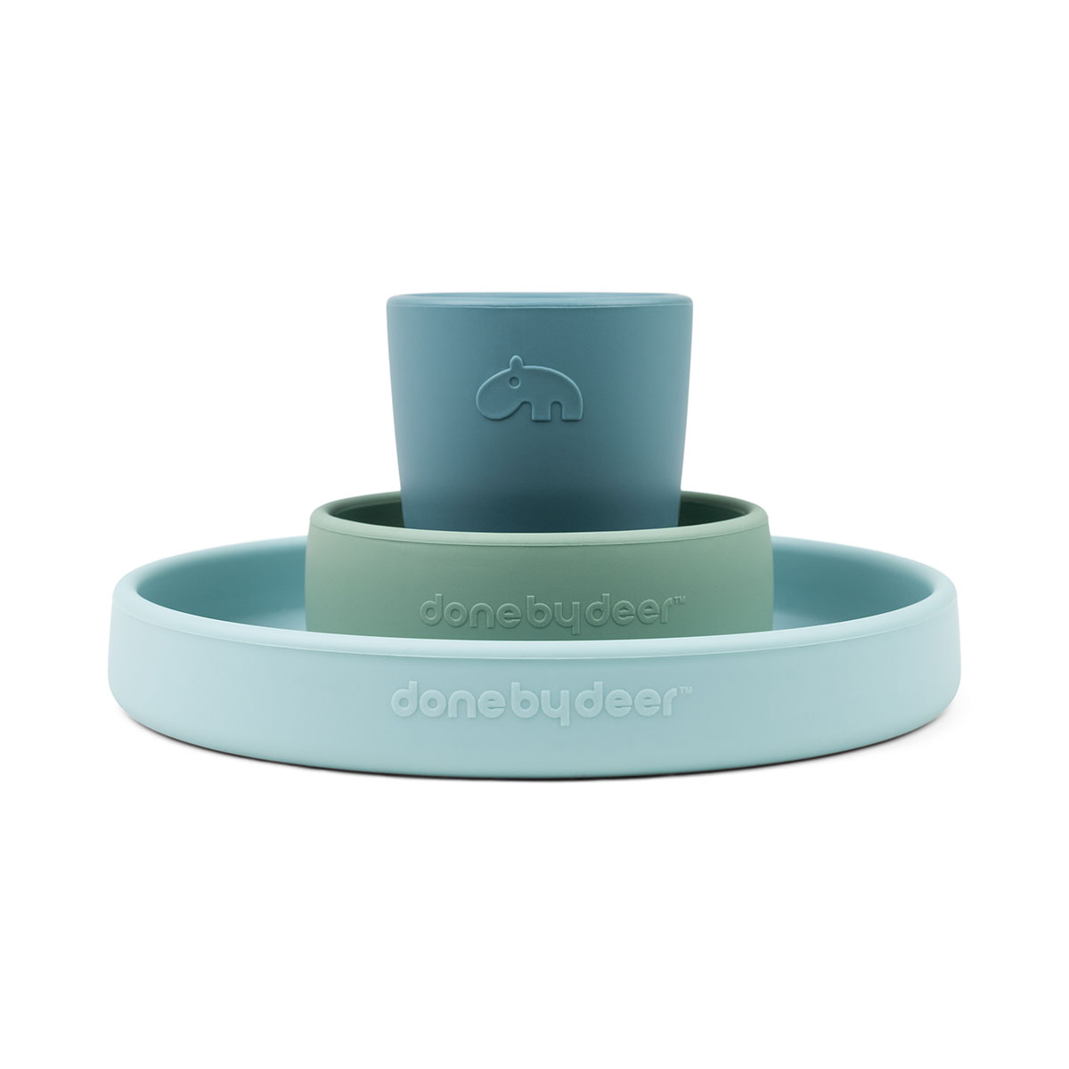 Coffret repas en silicone happy clouds - bleu