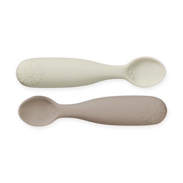 Cuillères fleurs en silicone - Set de 2 - Beige et Marron Cam cam