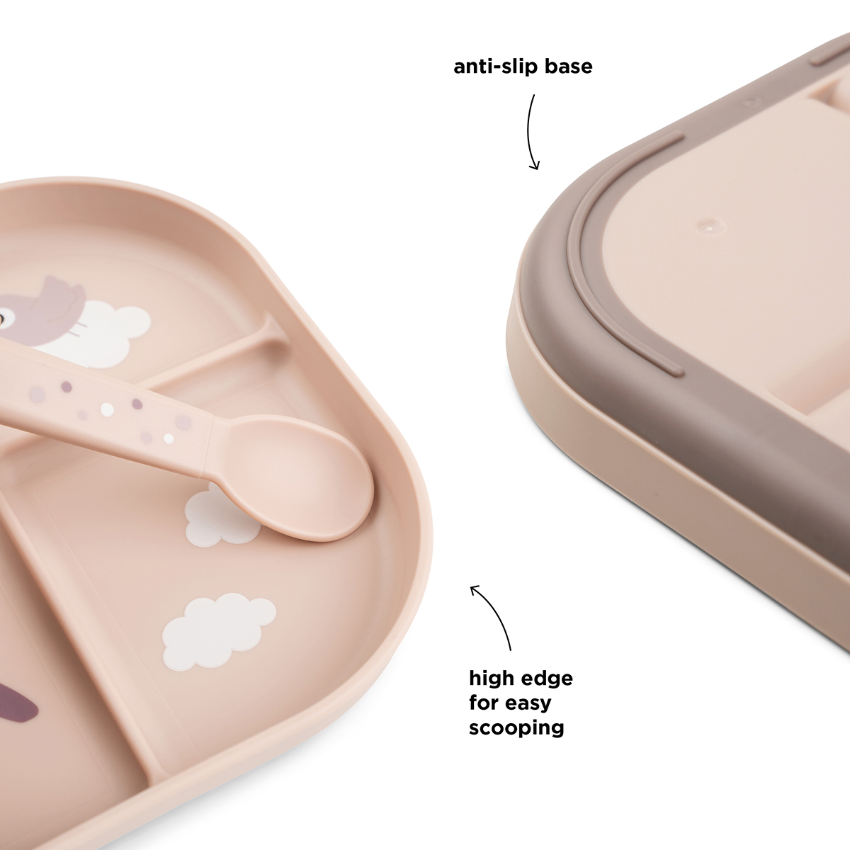 Assiette à compartiments Happy clouds - Rose