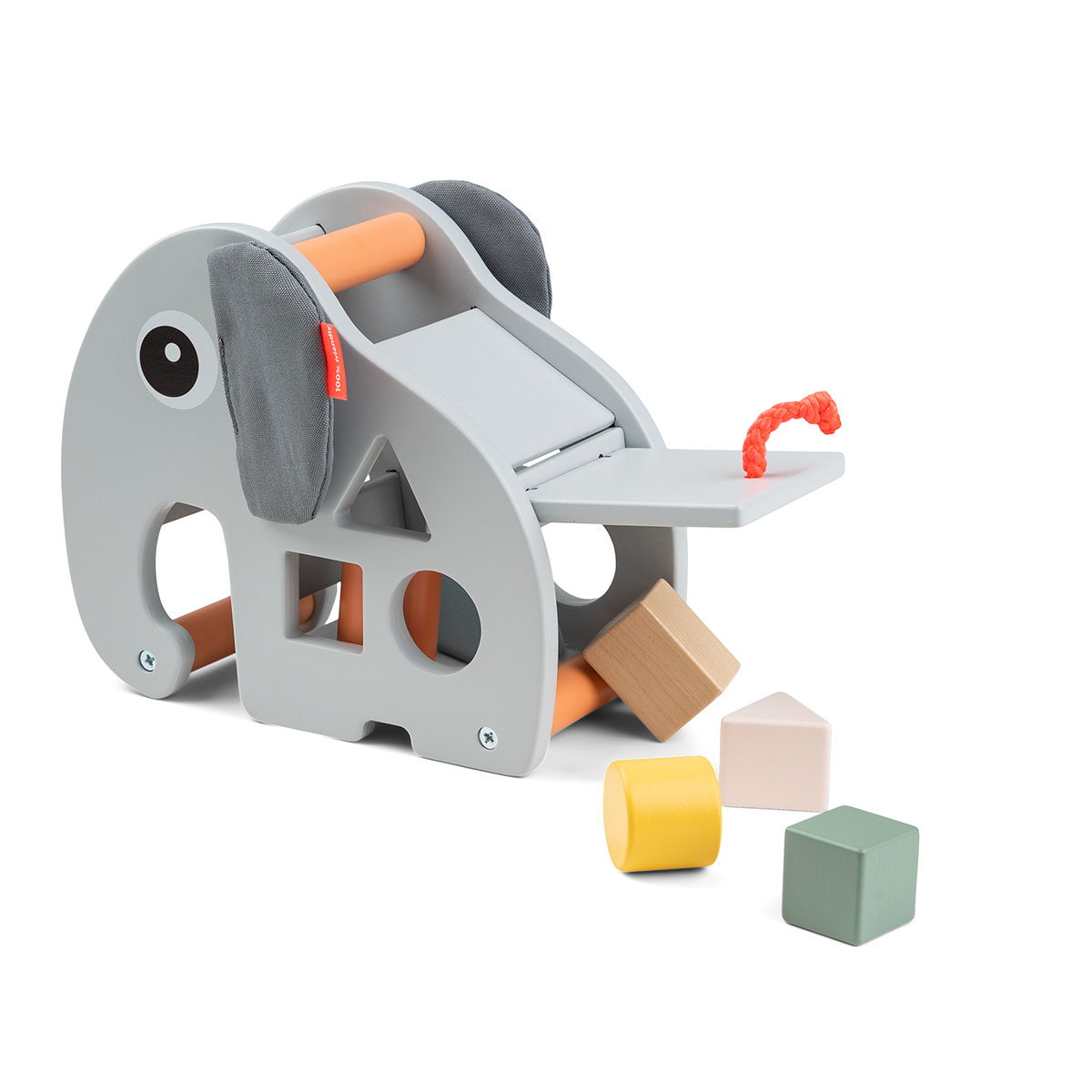 Jeu à encastrer Elphée Done by Deer ouvert avec les blocs sortant de l’arrière.