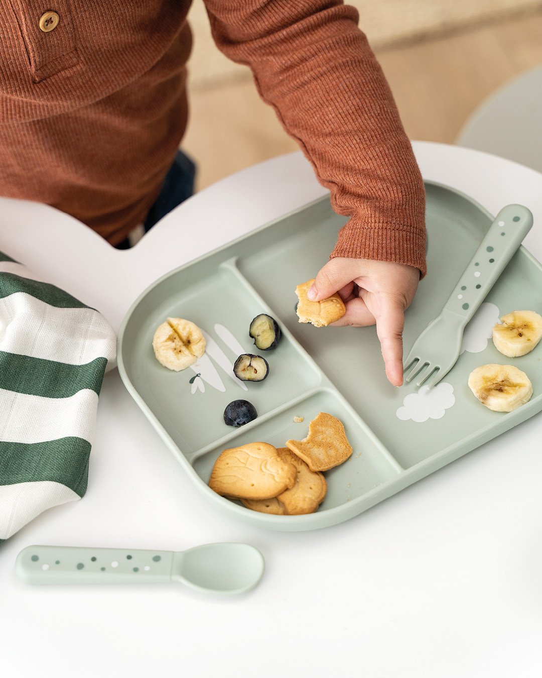 Set de 3 couverts foodie happy dots - Vert