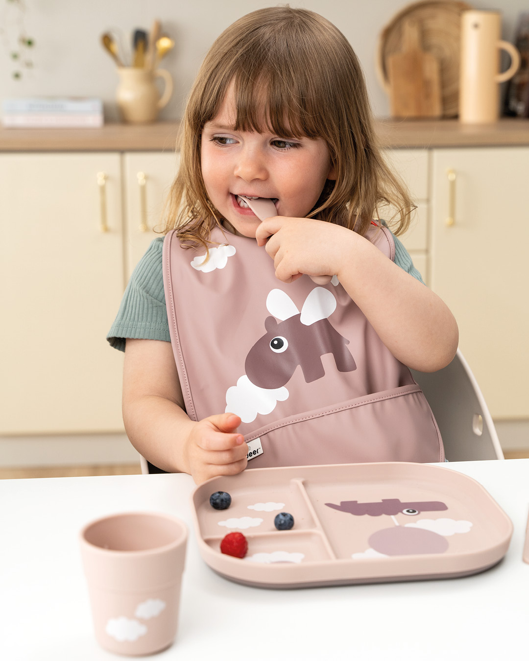 Assiette à compartiments Happy clouds - Rose