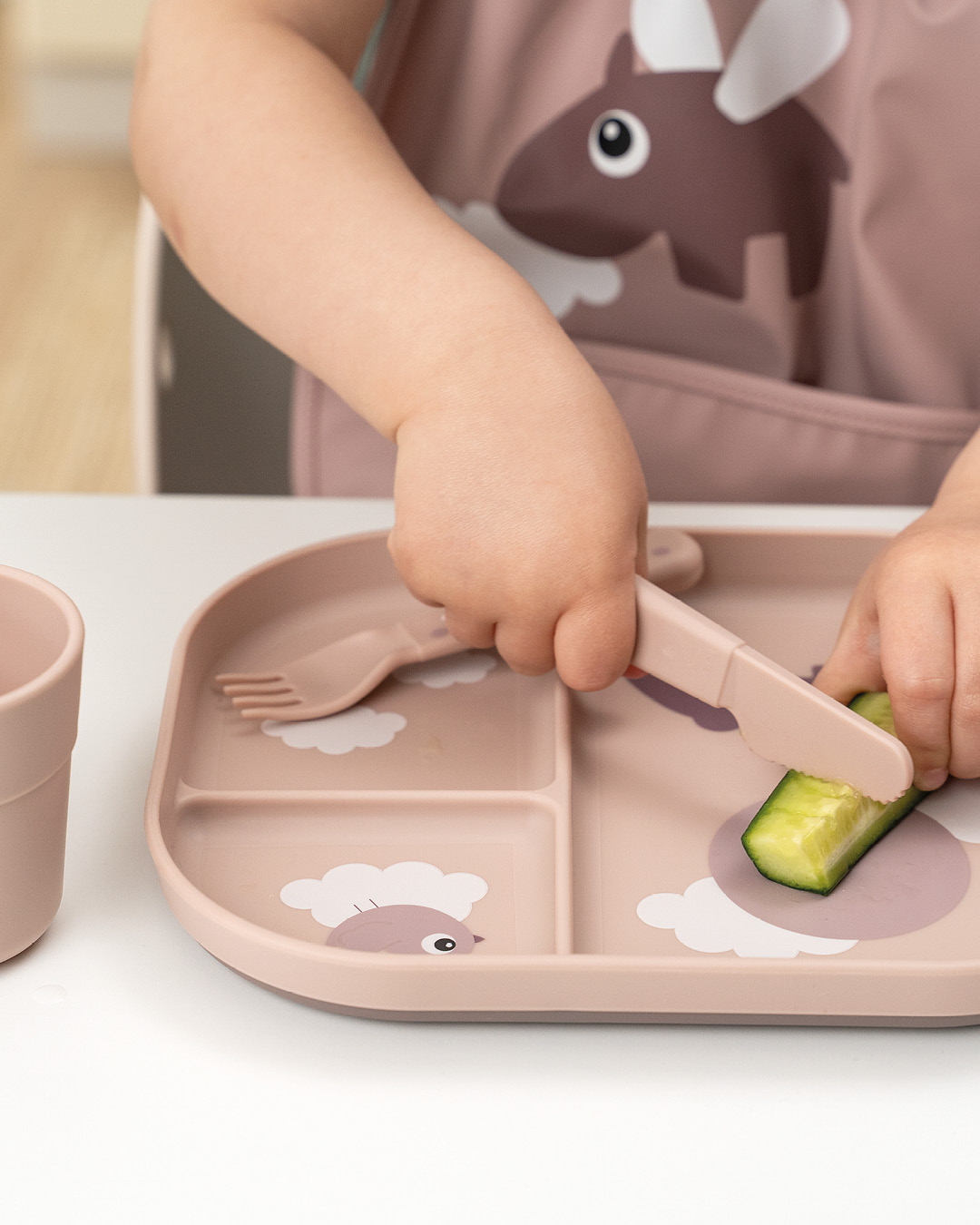 Assiette à compartiments Happy clouds - Rose