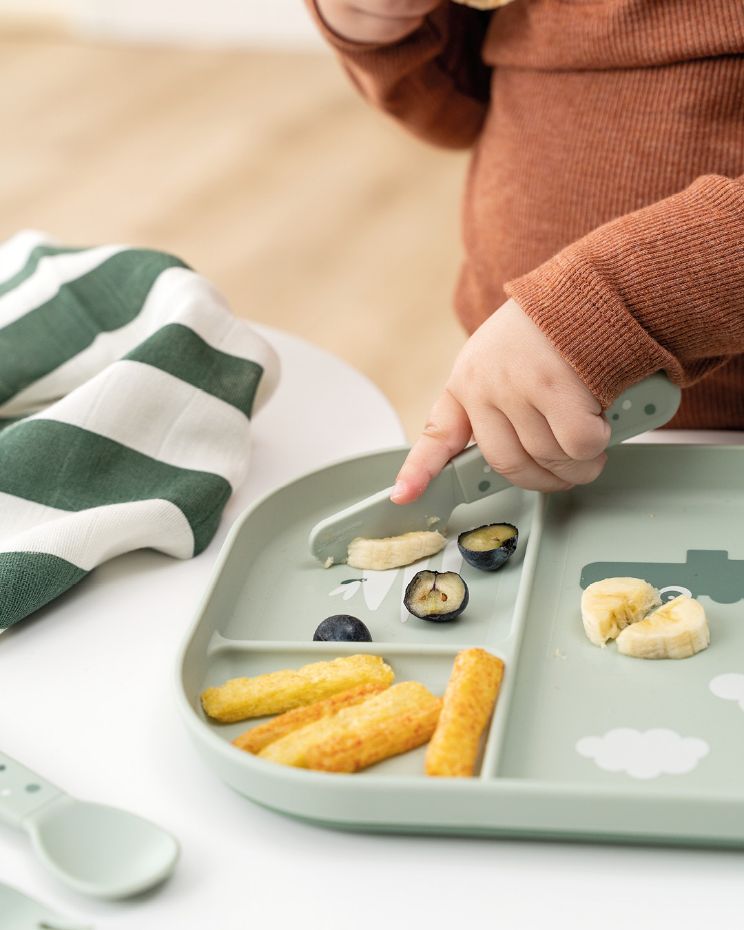 Set de 3 couverts foodie happy dots - Vert