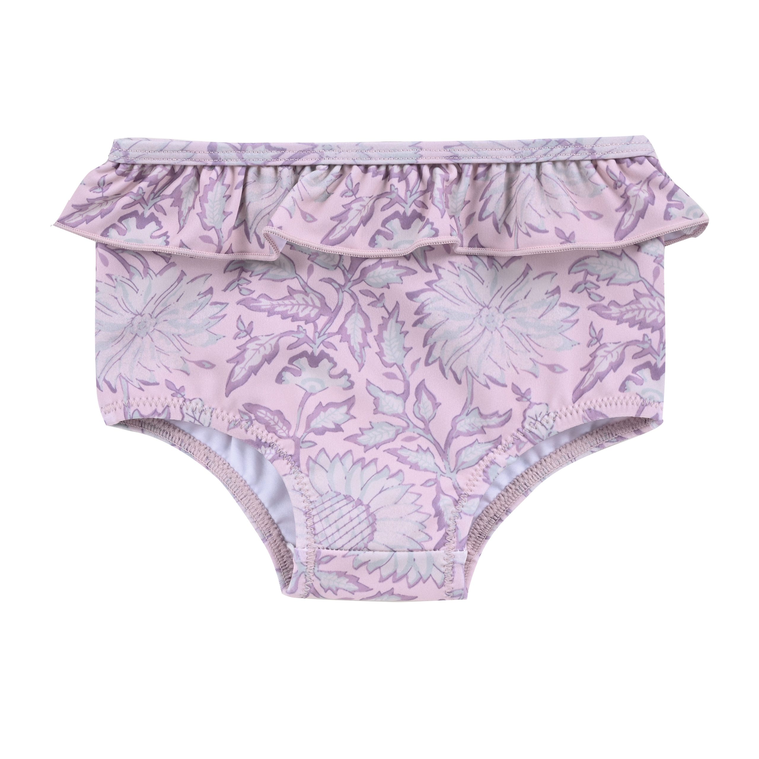 Bas de maillot anti-UV bébé fille imprimé floral rose avec volant à la taille – Louise Misha