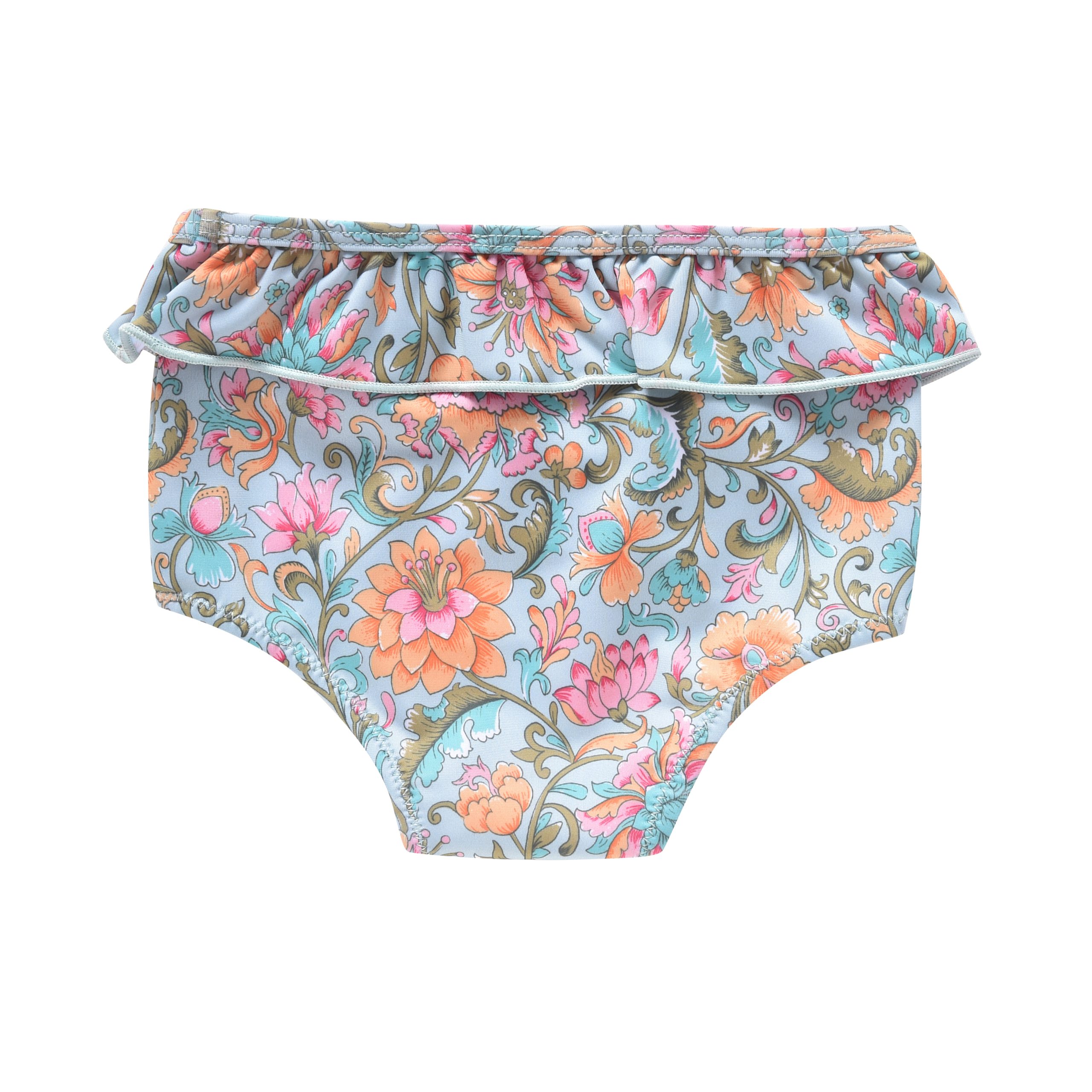 Bas de maillot bébé fille Yanika Louise Misha fleurs bleu vert vue arrière