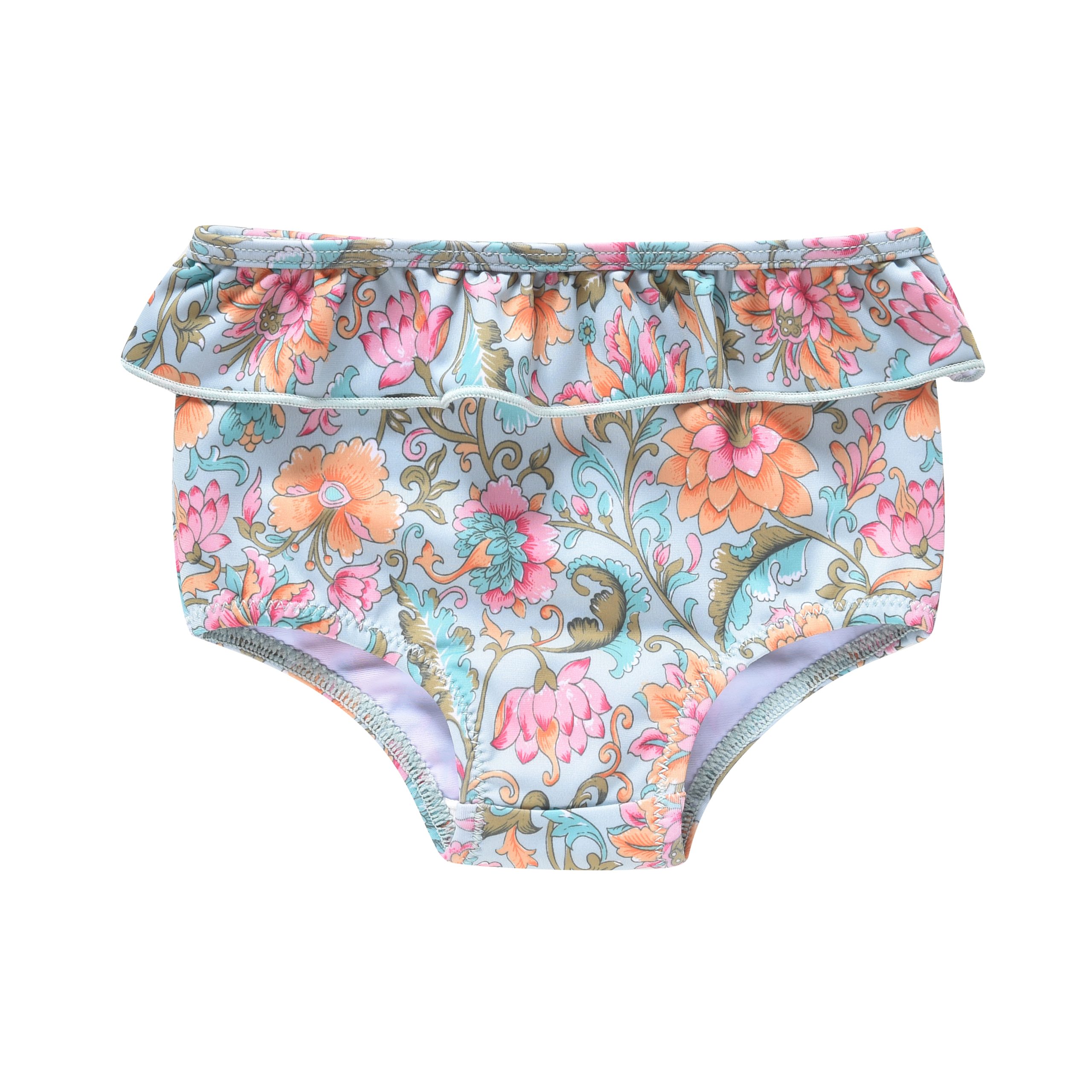 Bas de maillot bébé fille anti-UV Yanika Louise Misha fleurs bleu vert
