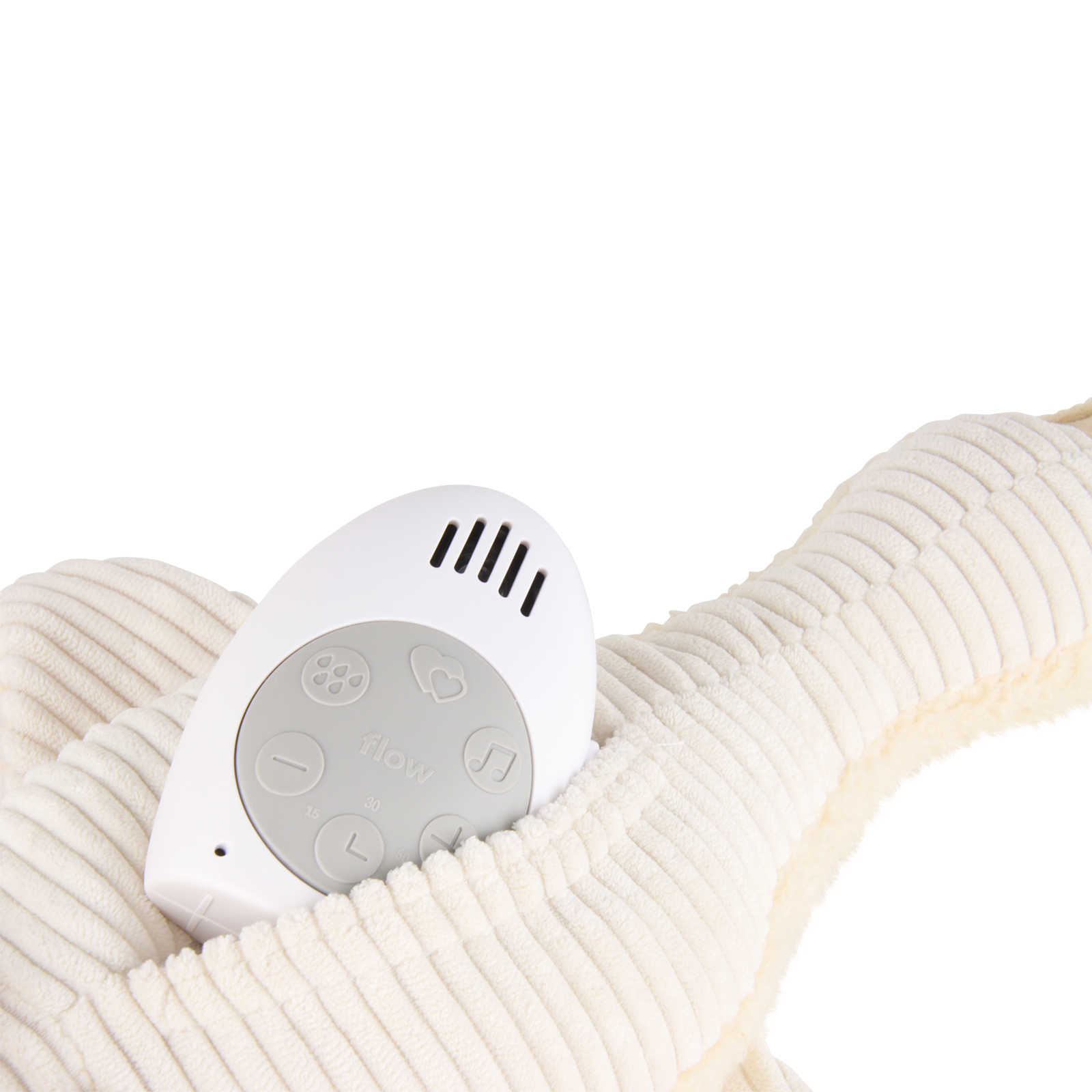 Module sonore de la peluche bruit blanc Liva beige avec boutons de réglage