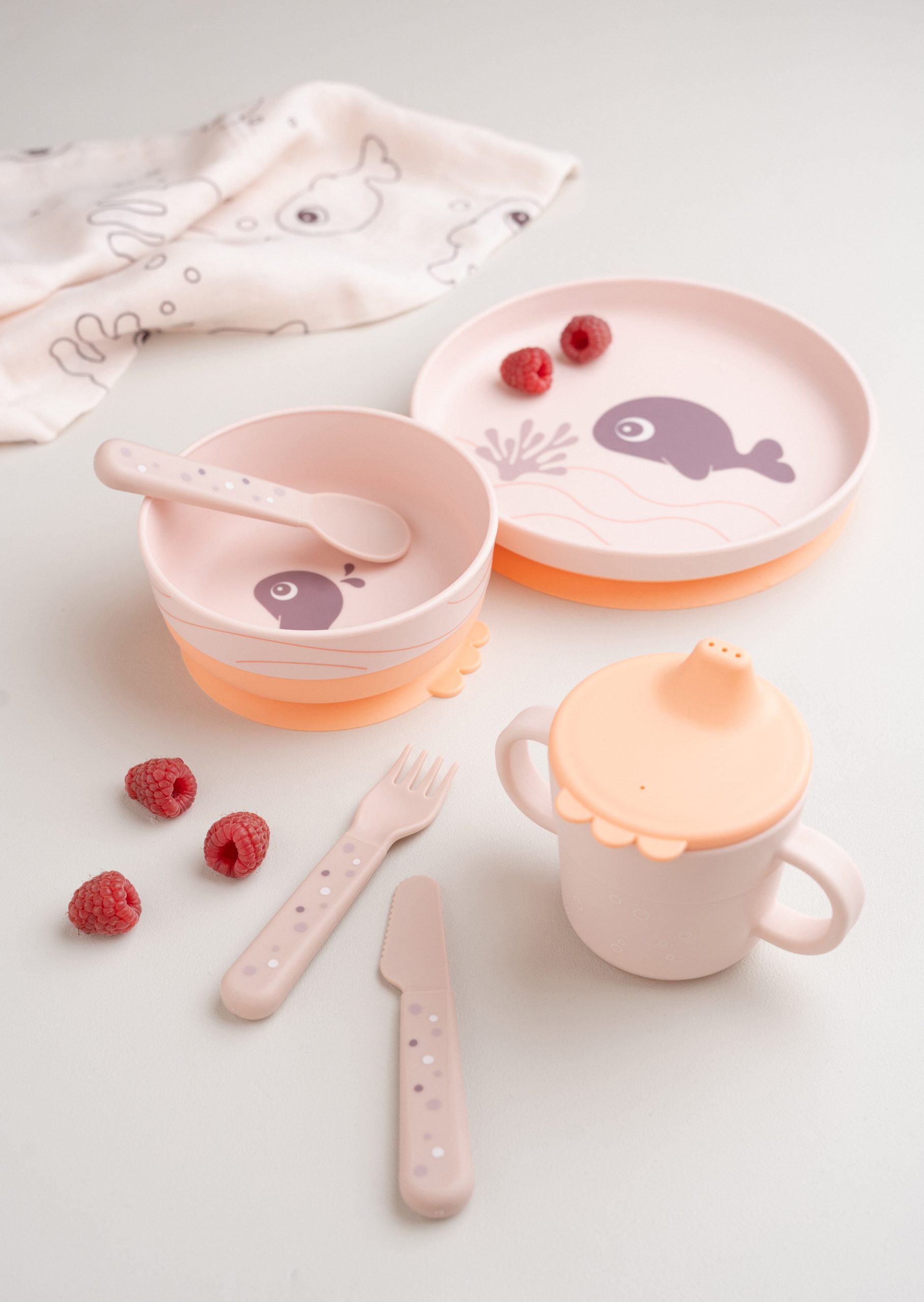 Coffret repas Wally - 3 pièces - Rose