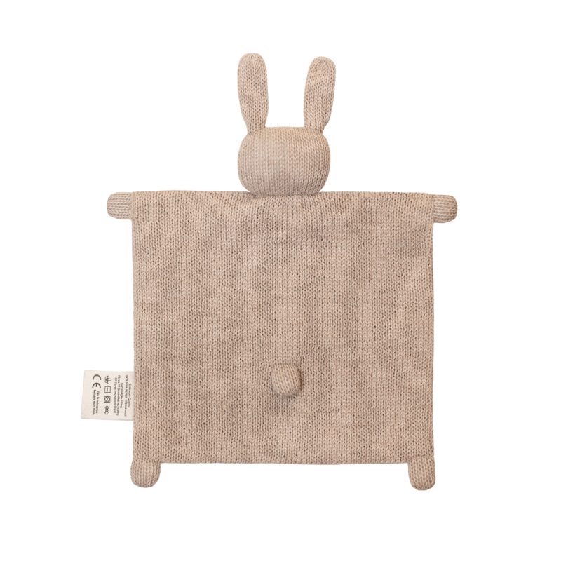 Vue arrière du doudou plat lapin en laine d’alpaga sable – Main Sauvage – tricoté main – dos visible
