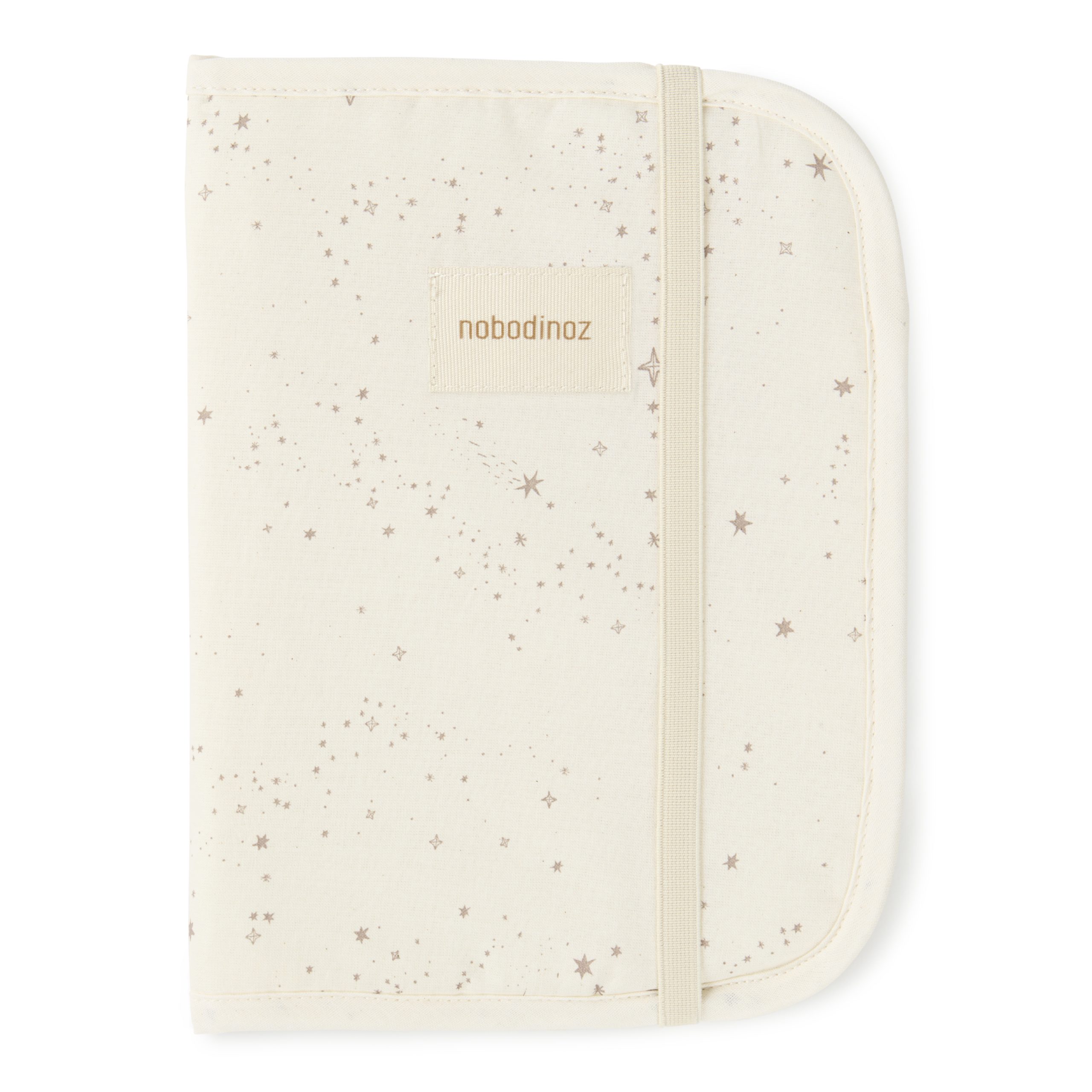 Protege carnet de sante bebe coton bio motif étoiles Nobodinoz coloris naturel