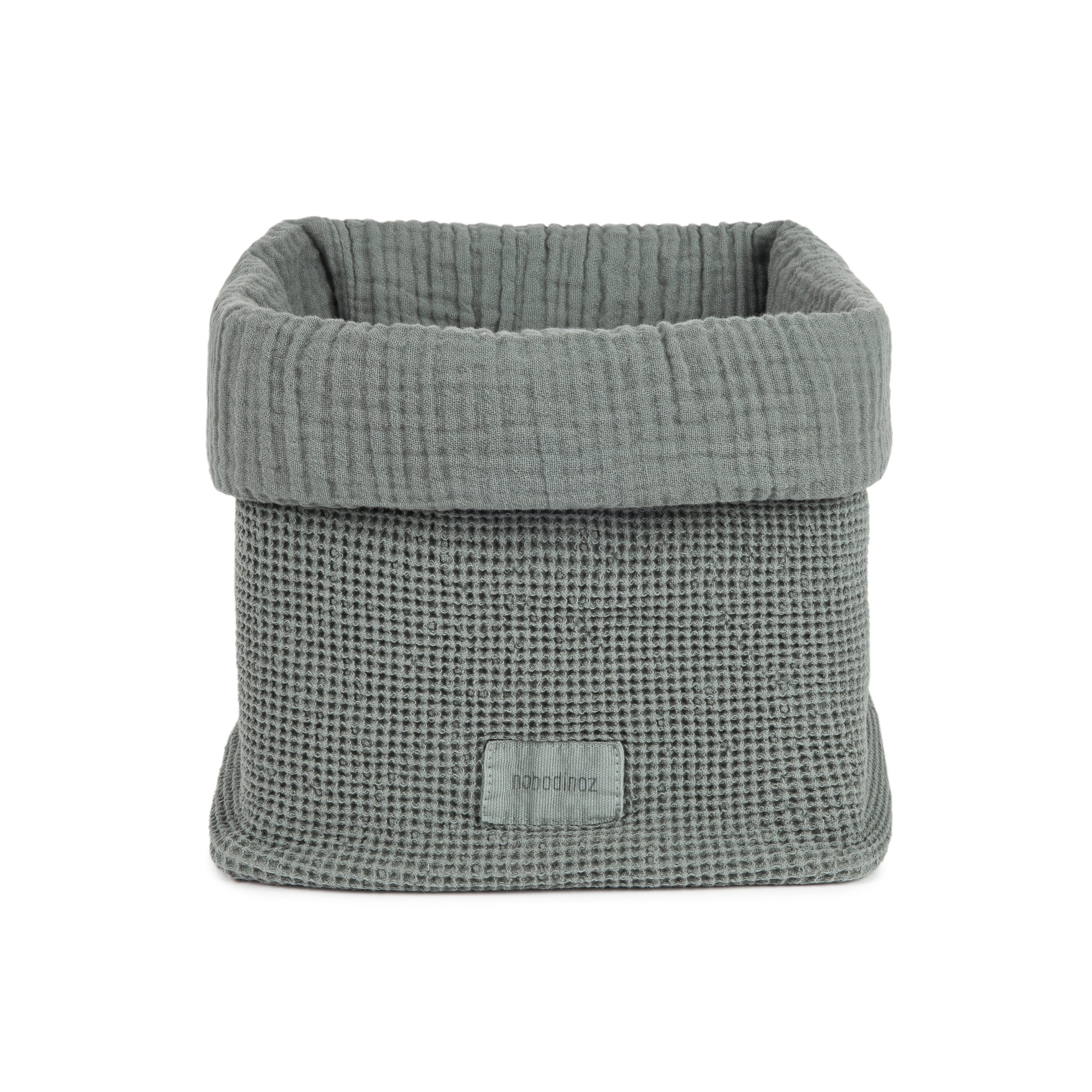 Panier de rangement bebe Nobodinoz Wabi-Sabi Azur en coton bio, vue de face