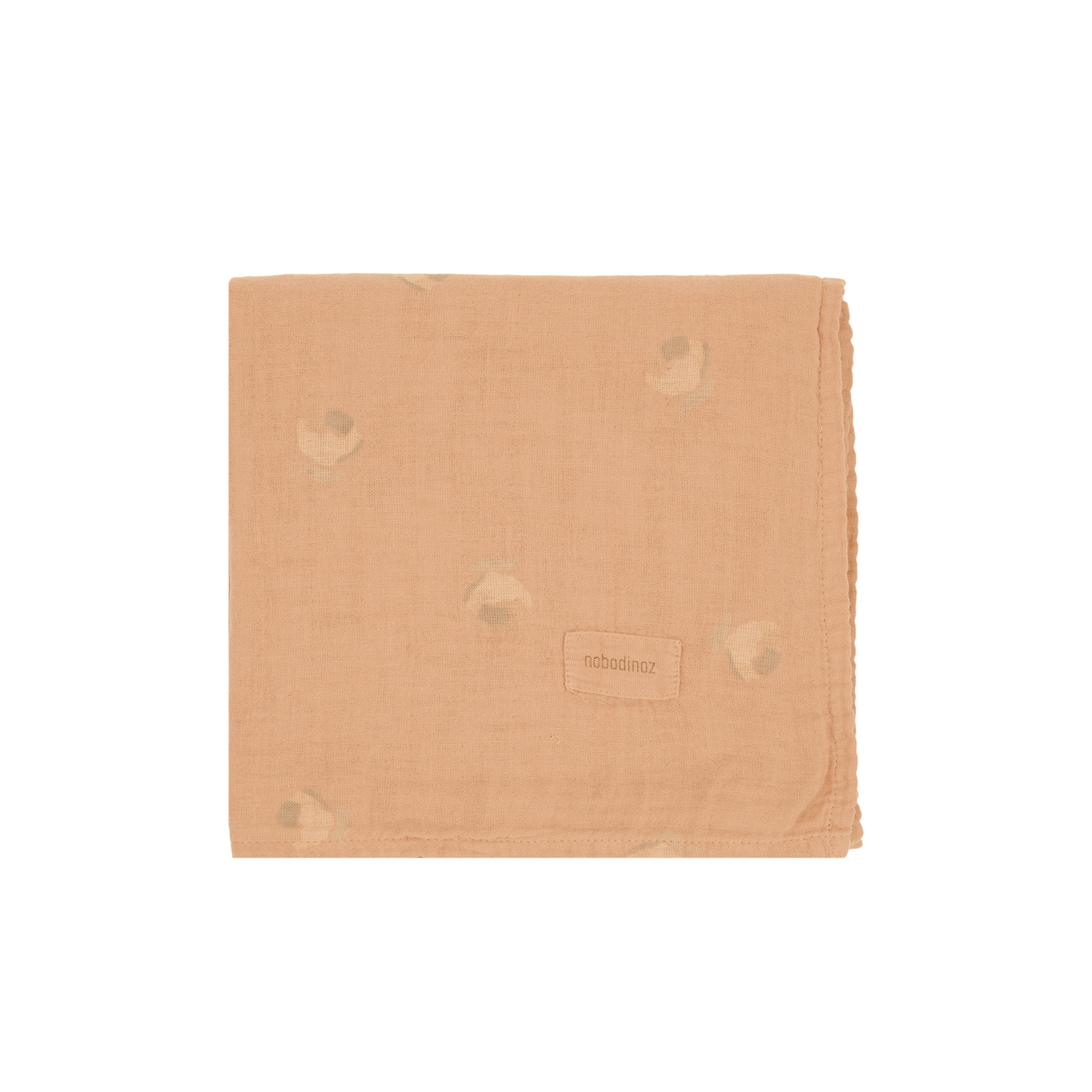 Lange bébé coton rose poudré plié Nobodinoz.