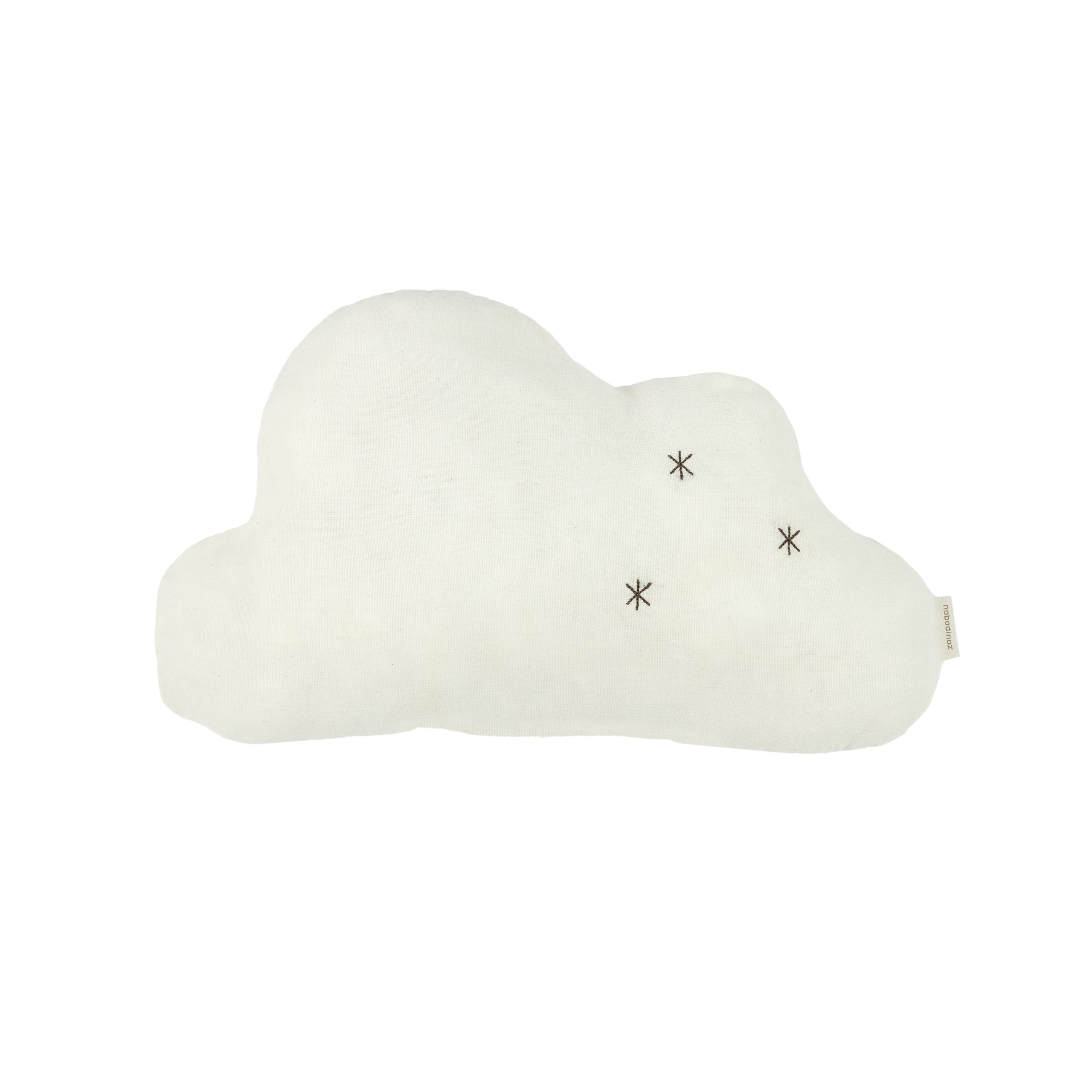 Coussin nuage en coton bio Nobodinoz coloris Natural, idéal pour décorer la chambre d’enfant