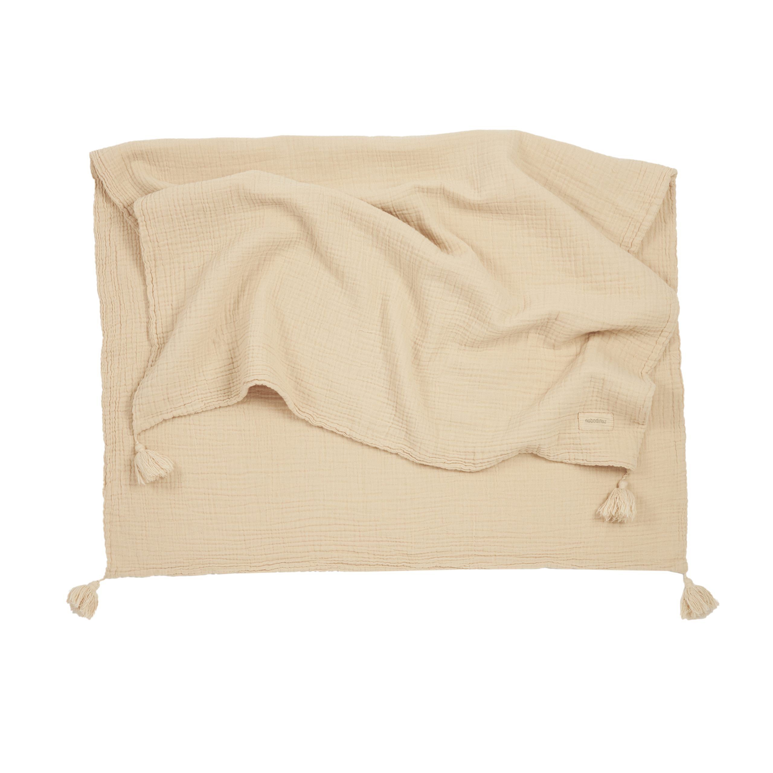 couverture bebe beige Nobodinoz déplié double gaze coton