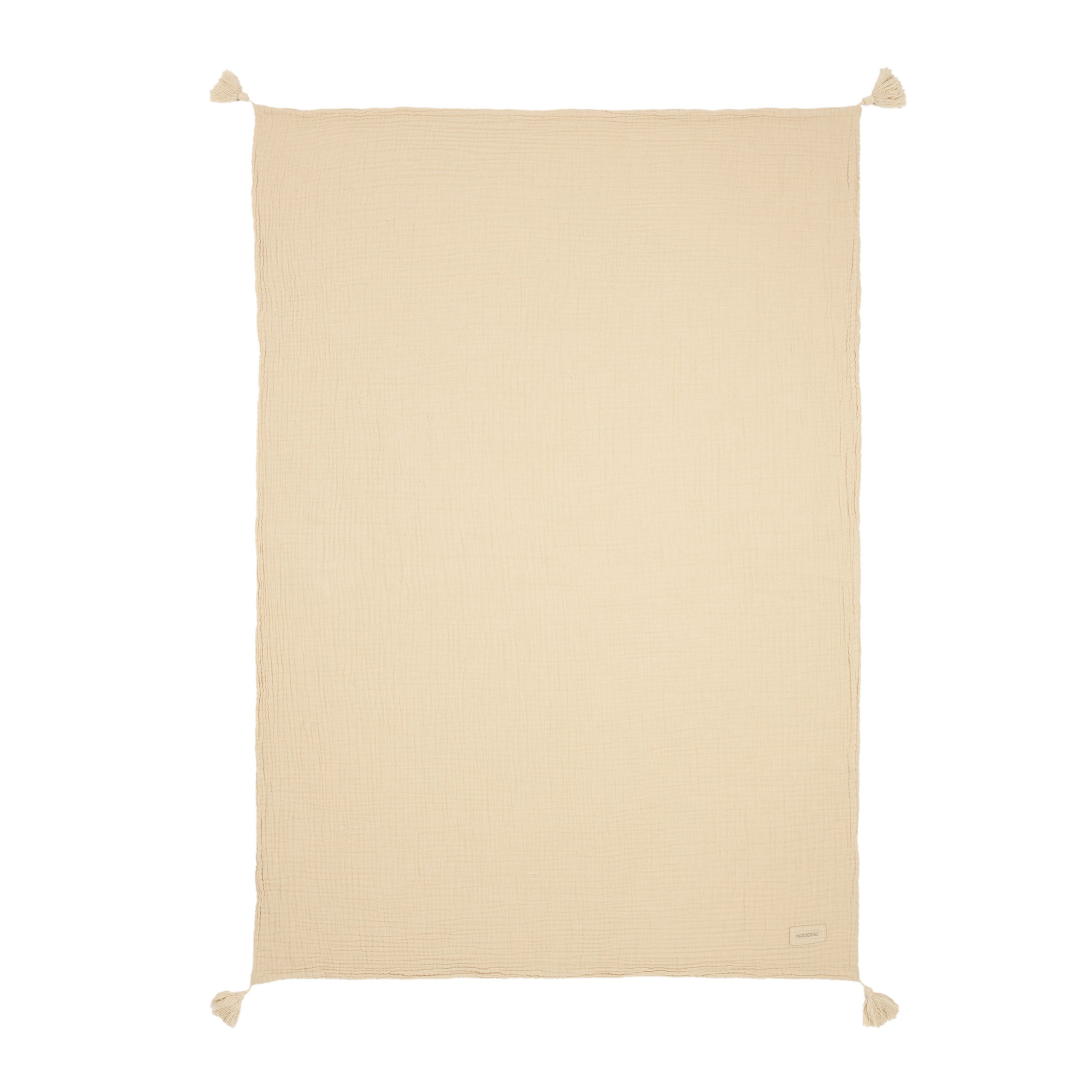 couverture bebe beige Nobodinoz format 65x100cm coton lavé