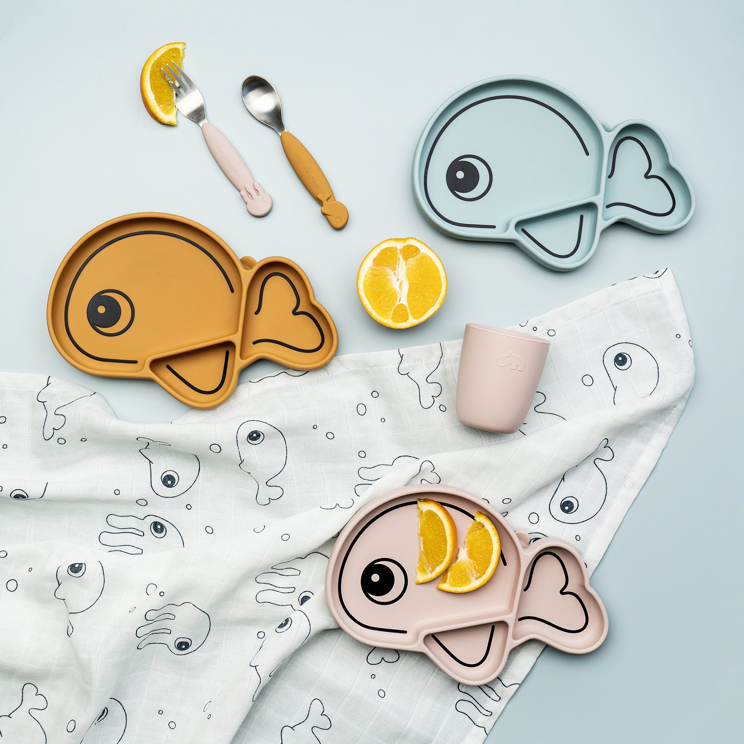 Assiette antidérapante Wally en silicone - Bleu