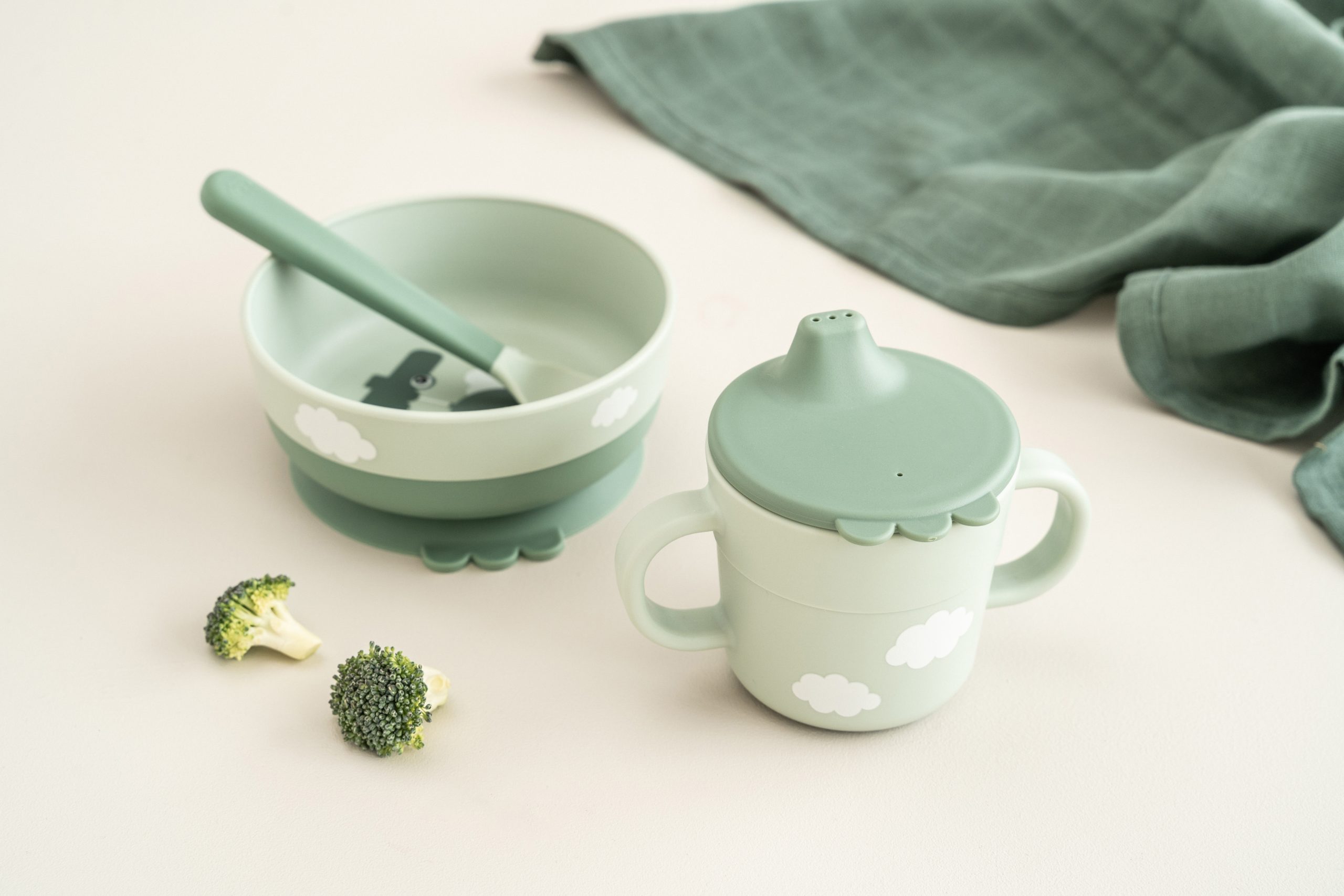 Coffret premier repas - Happy clouds - Vert