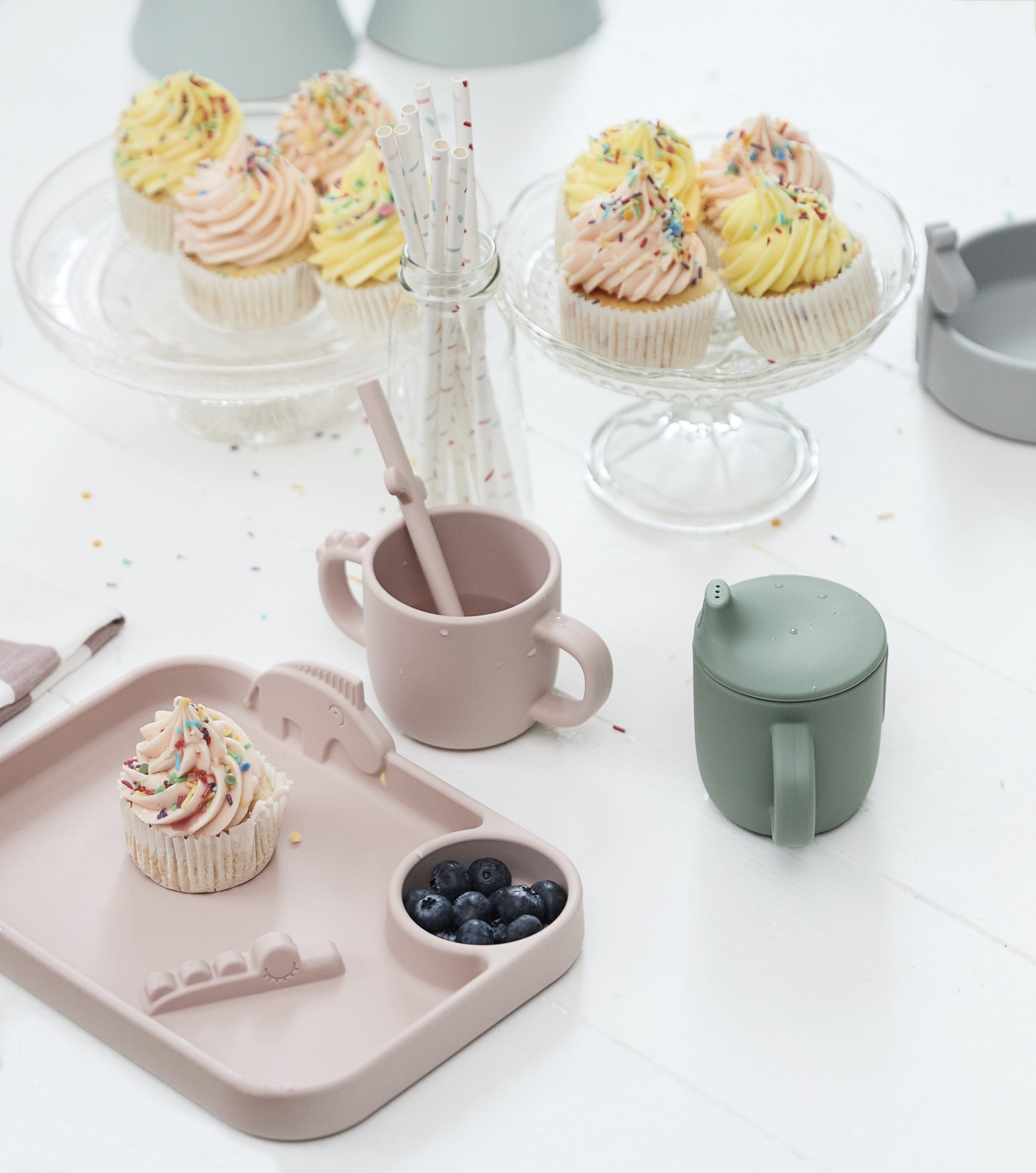 Lot de 5 pailles en silicone peekaboo - Bleu mixte