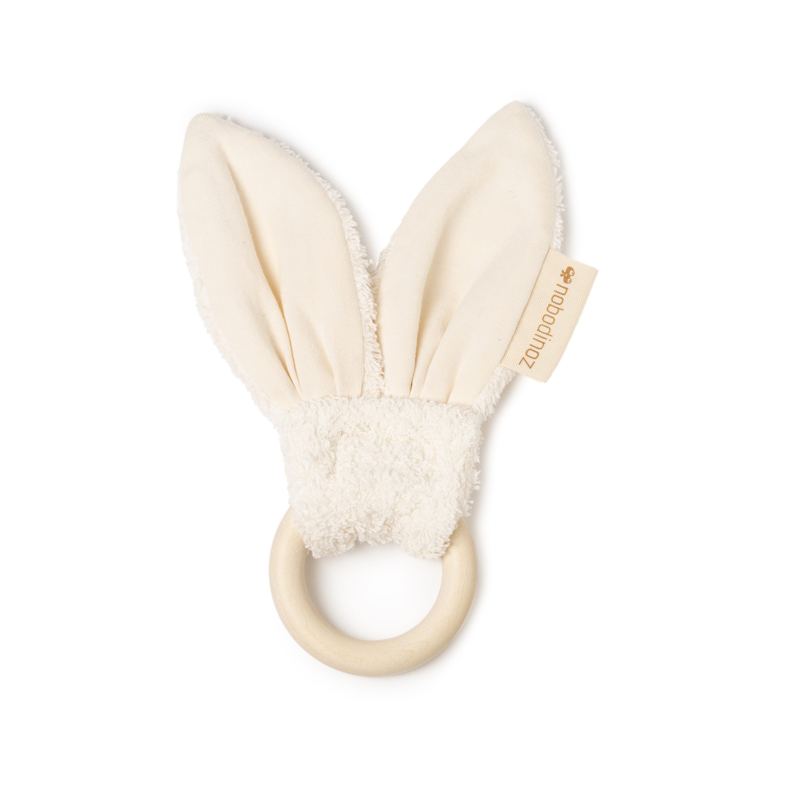 Anneau de dentition Bunny natural Nobodinoz en bois et coton bio pour bébé