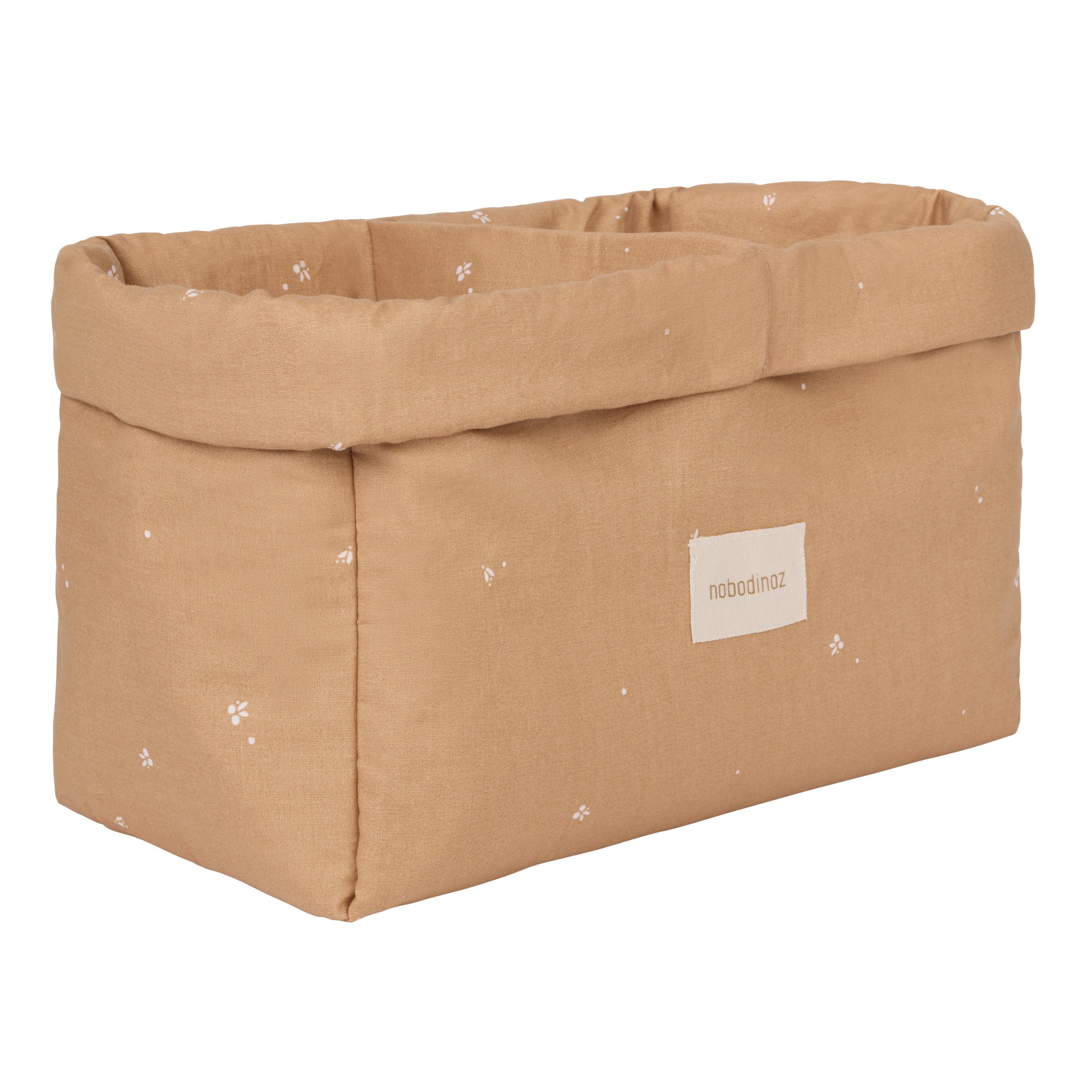 Panier de rangement double Nobodinoz Stories couleur blush avec motif petites cerises pour chambre bébé