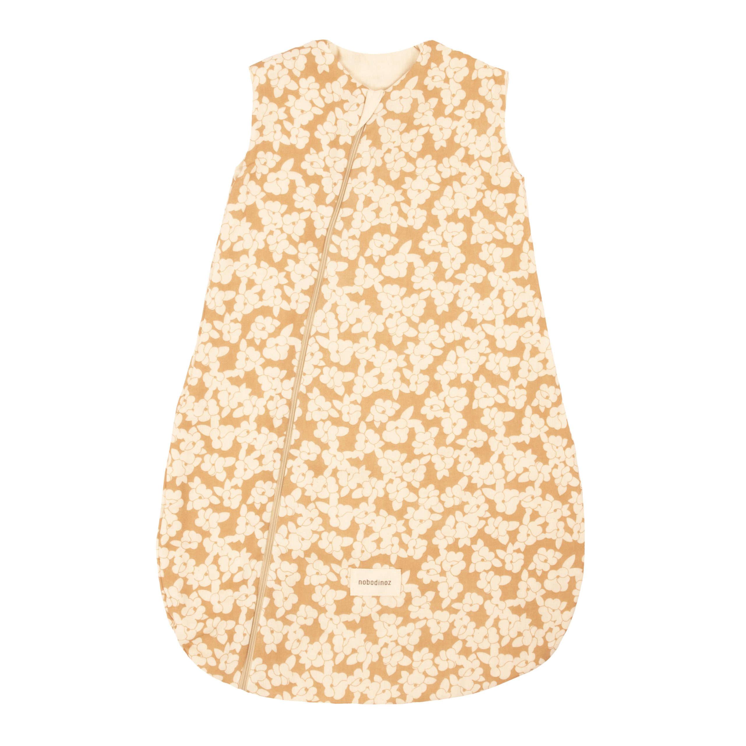 Gigoteuse bébé été fleurs Nobodinoz en coton bio, motif floral Golden Brown Sakura