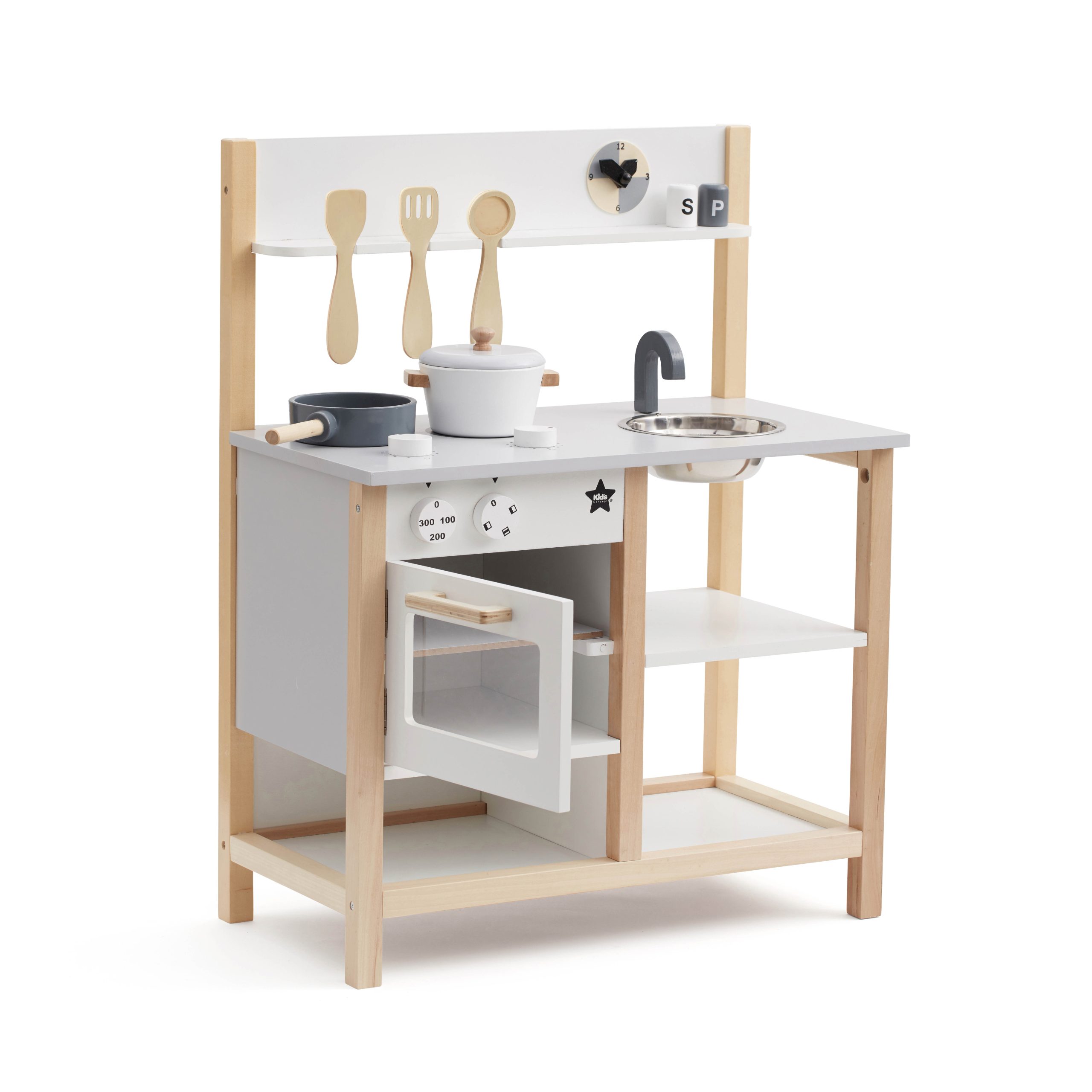 Cuisine enfant bois Kid’s Concept – Jouet d’imitation naturel et blanc