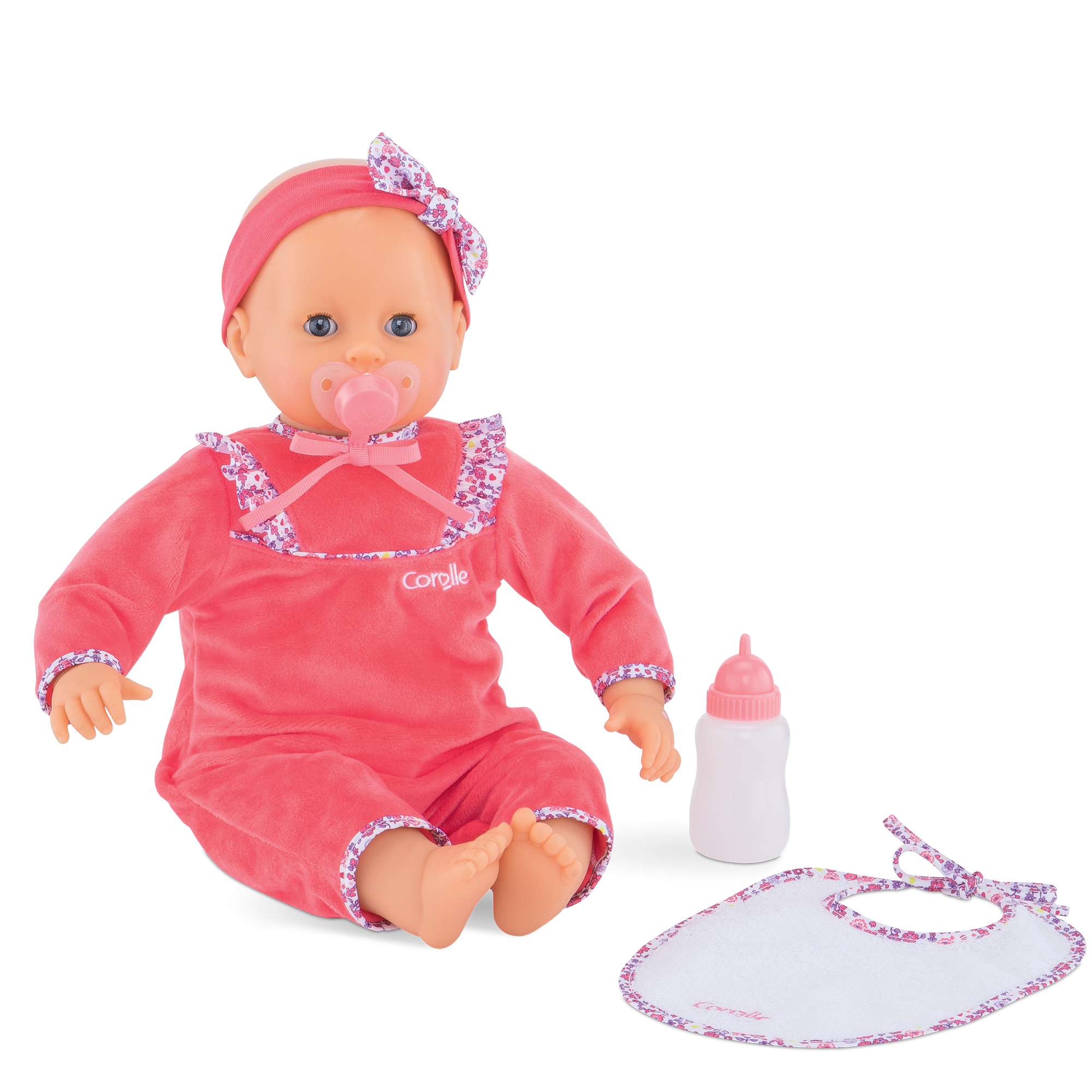 Grand poupon Corolle interactif Lila Chérie avec biberon.