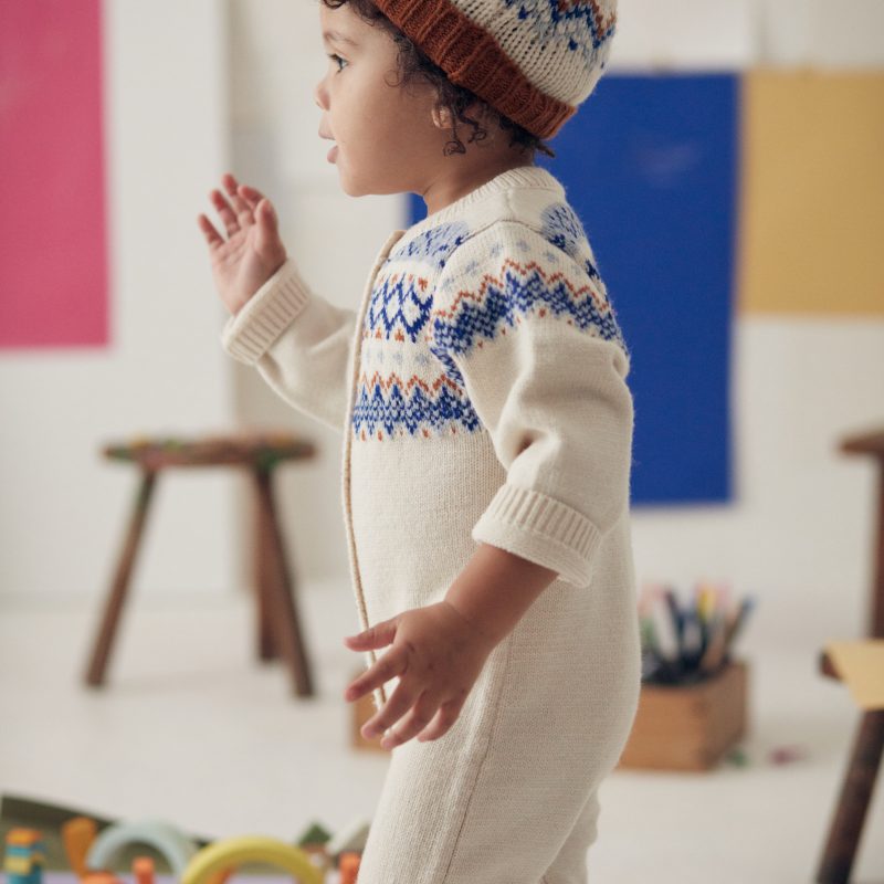 Bonnet bébé jacquard Michel - Crème laine Louise Misha