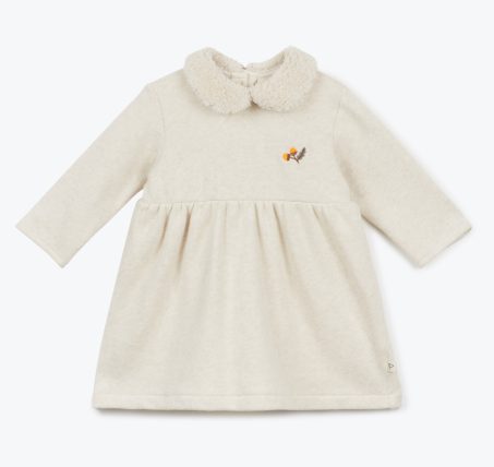 Robe bébé broderie Etia - Sable chine Arsène et les Pipelettes coton col