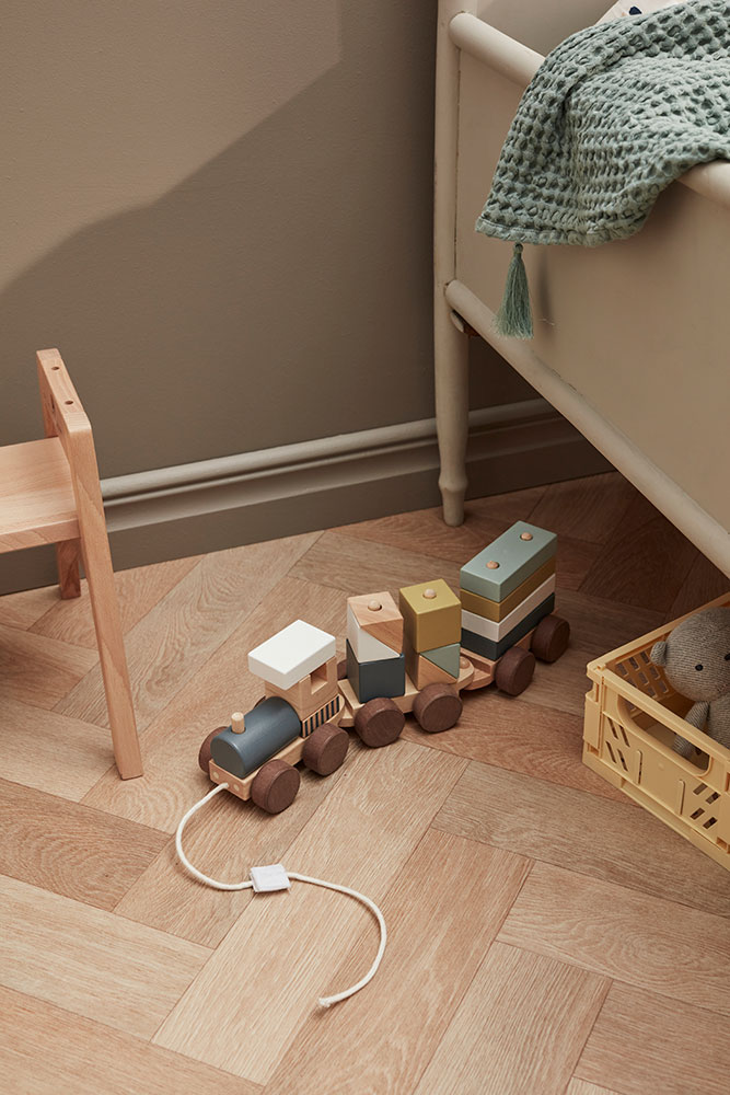 Train avec cubes empilables en bois - Naturel Kid's Concept Lifestyle