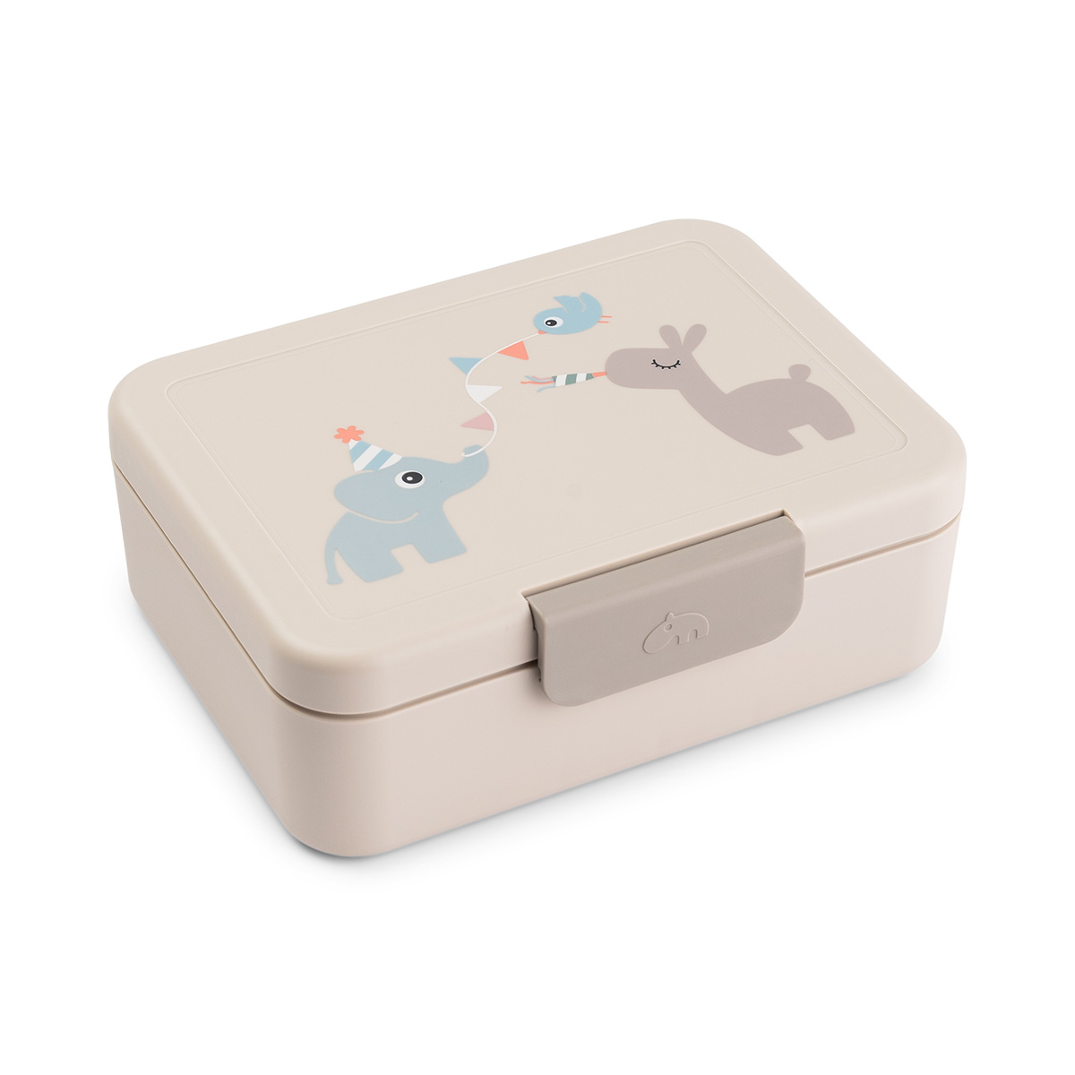 Boîte à goûter Done by Deer sable avec séparateur et personnages Elphee, Lalee et Birdee