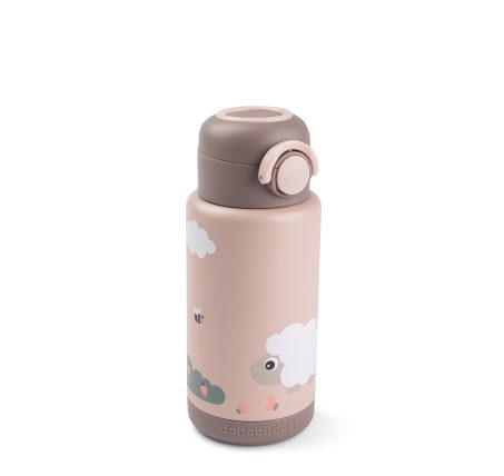 Gourde isotherme enfant rose avec motif mouton Sheepy – Done By Deer