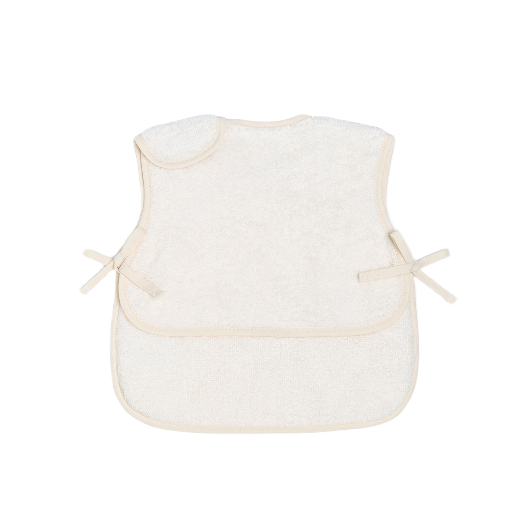 Dos du bavoir tablier bébé Nobodinoz Natural 6-18 mois avec fermeture velcro et nœuds latéraux