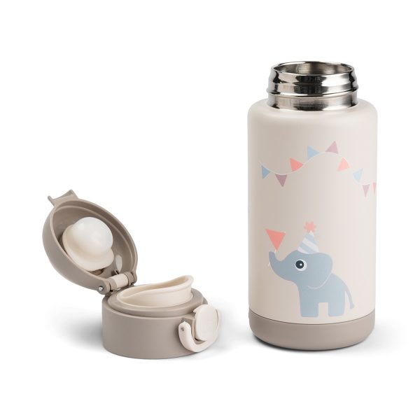 Gourde isotherme Done by Deer démontée avec bouchon ouvert et col en inox, idéale pour la maternelle