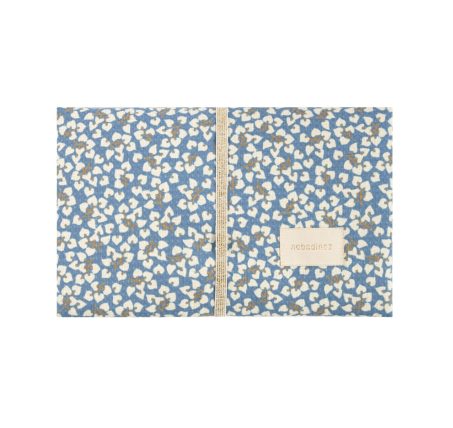 Matelas à langer de voyage Mozart Blue Yumiko Nobodinoz en coton bio avec poches et doublure imperméable