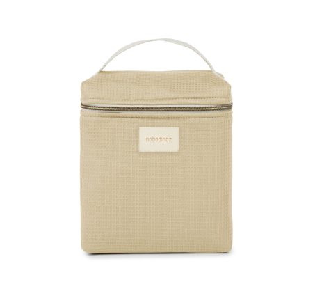 Sac isotherme bébé vert Nobodinoz Concerto green tea en coton bio, fermeture éclair et tissu nid d’abeille