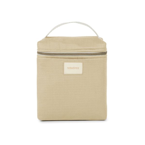 Sac isotherme bébé vert Nobodinoz Concerto green tea en coton bio, fermeture éclair et tissu nid d’abeille