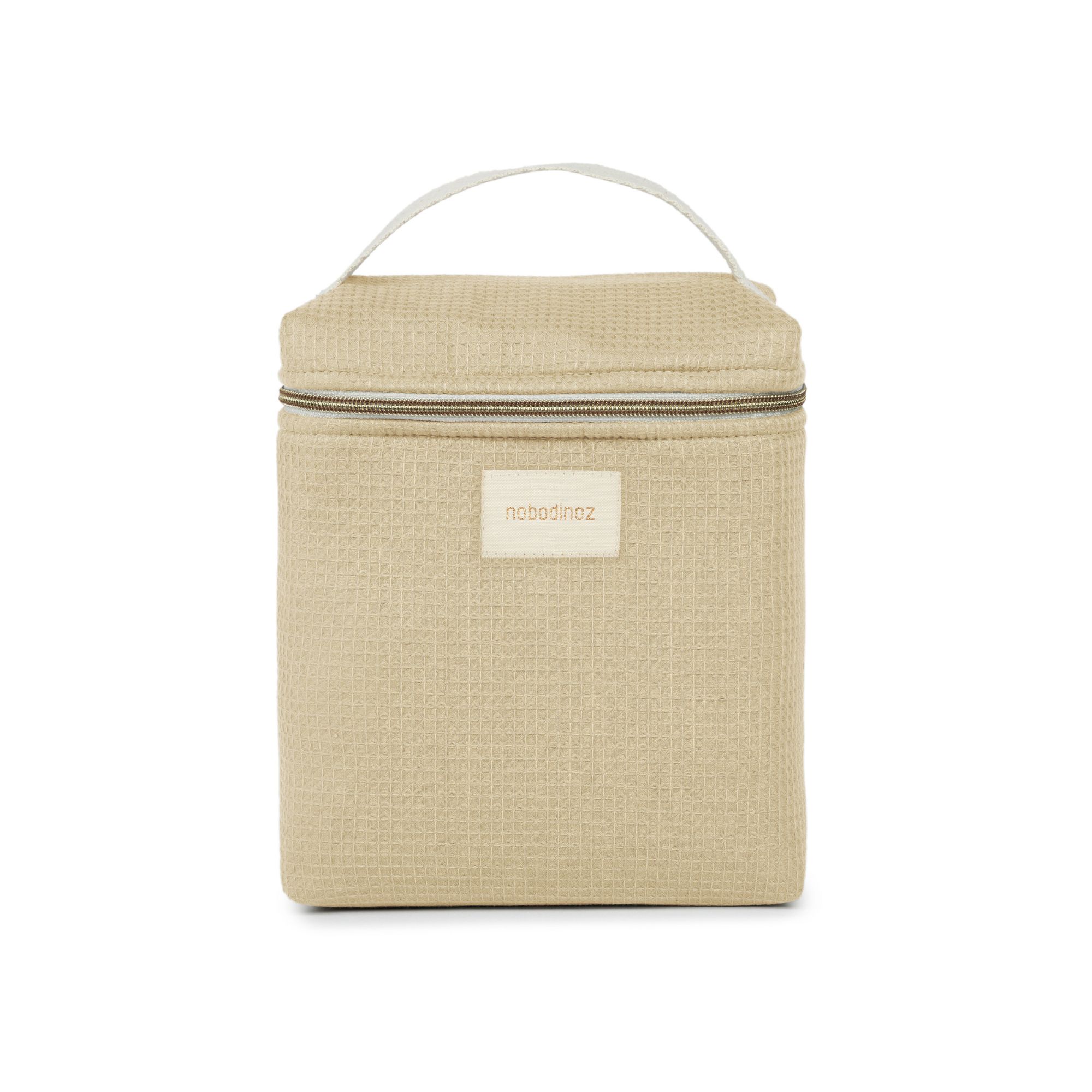 Sac isotherme bébé vert Nobodinoz Concerto green tea en coton bio, fermeture éclair et tissu nid d’abeille