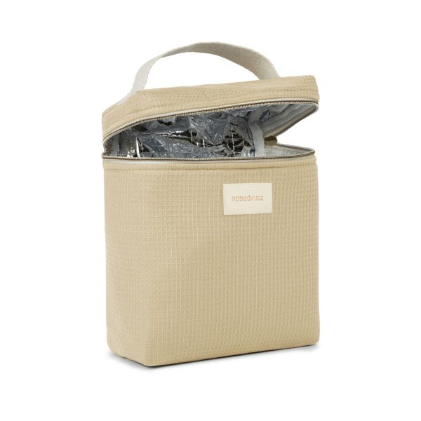 Sac isotherme bébé Nobodinoz green tea ouvert, vue de l'intérieur isotherme